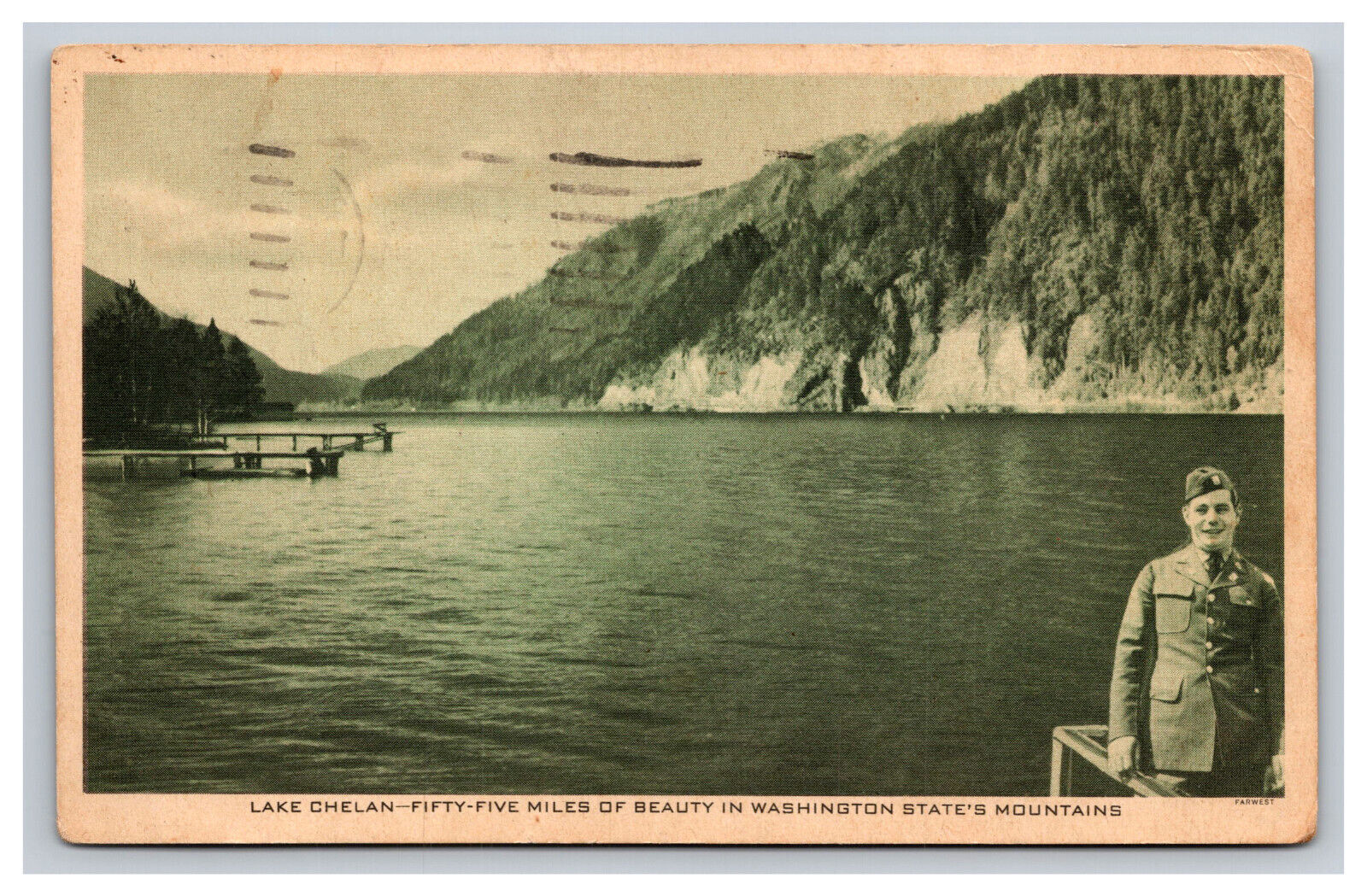 Soldier At Lake Chelan, Mountains Of Washington WA Postcard