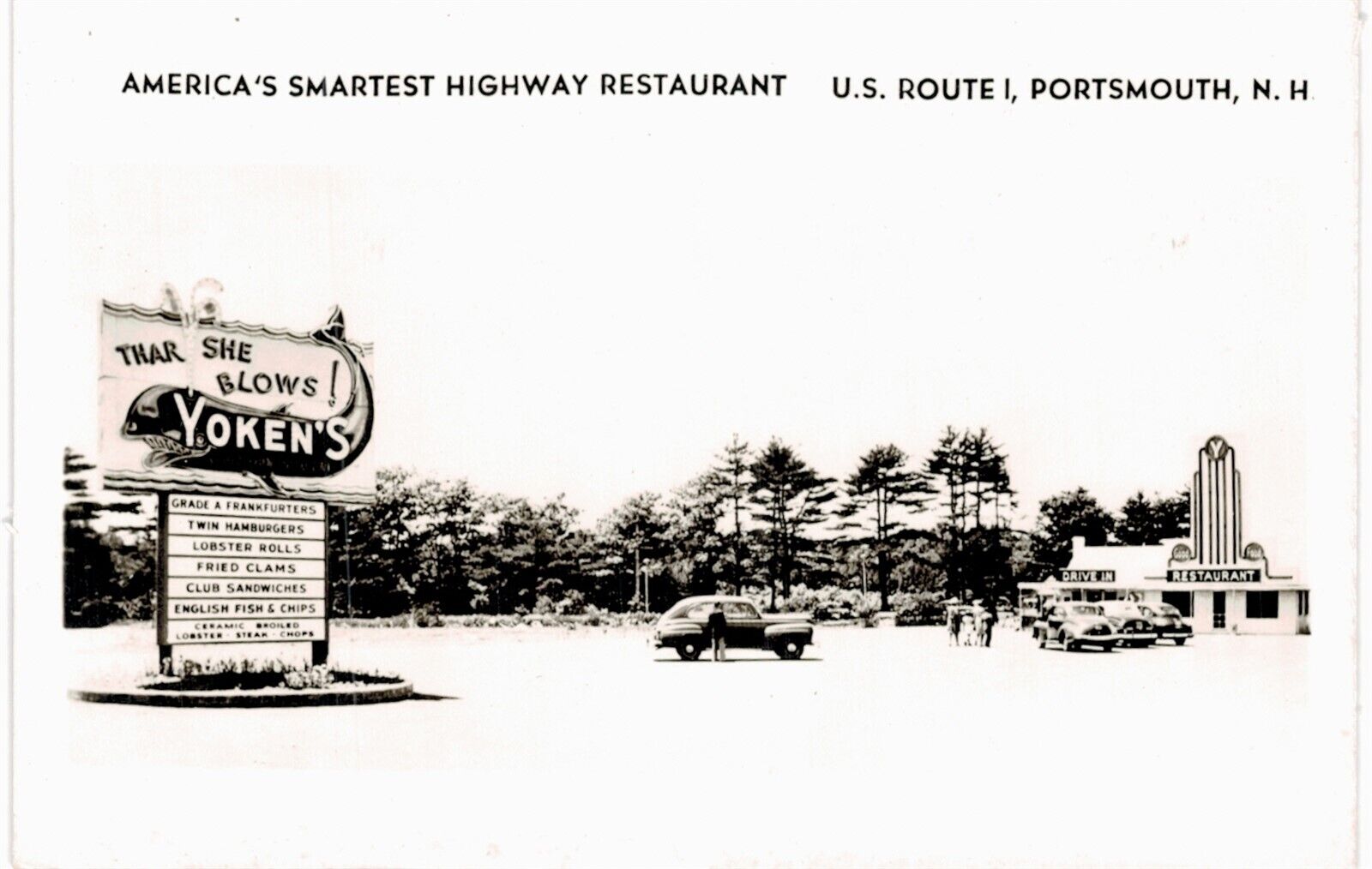 Portsmouth Yoken's Highway Restaurant Lobster Roadside RPPC Real Photo 1910 NH 