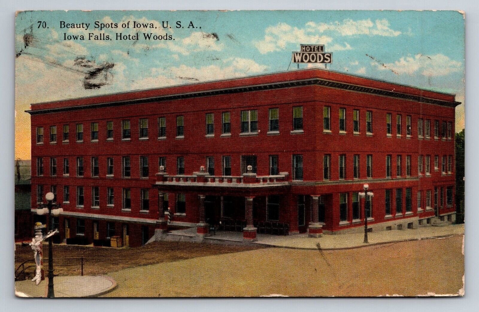 Beauty Spots Of Iowa Hotel Woods in Iowa Falls Posted 1930 Postcard