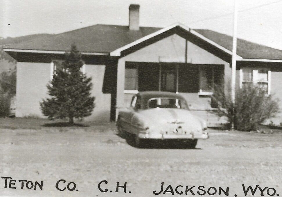 ca1952 jackson WY teton county court house courthouse real photo, WYOMING rppc