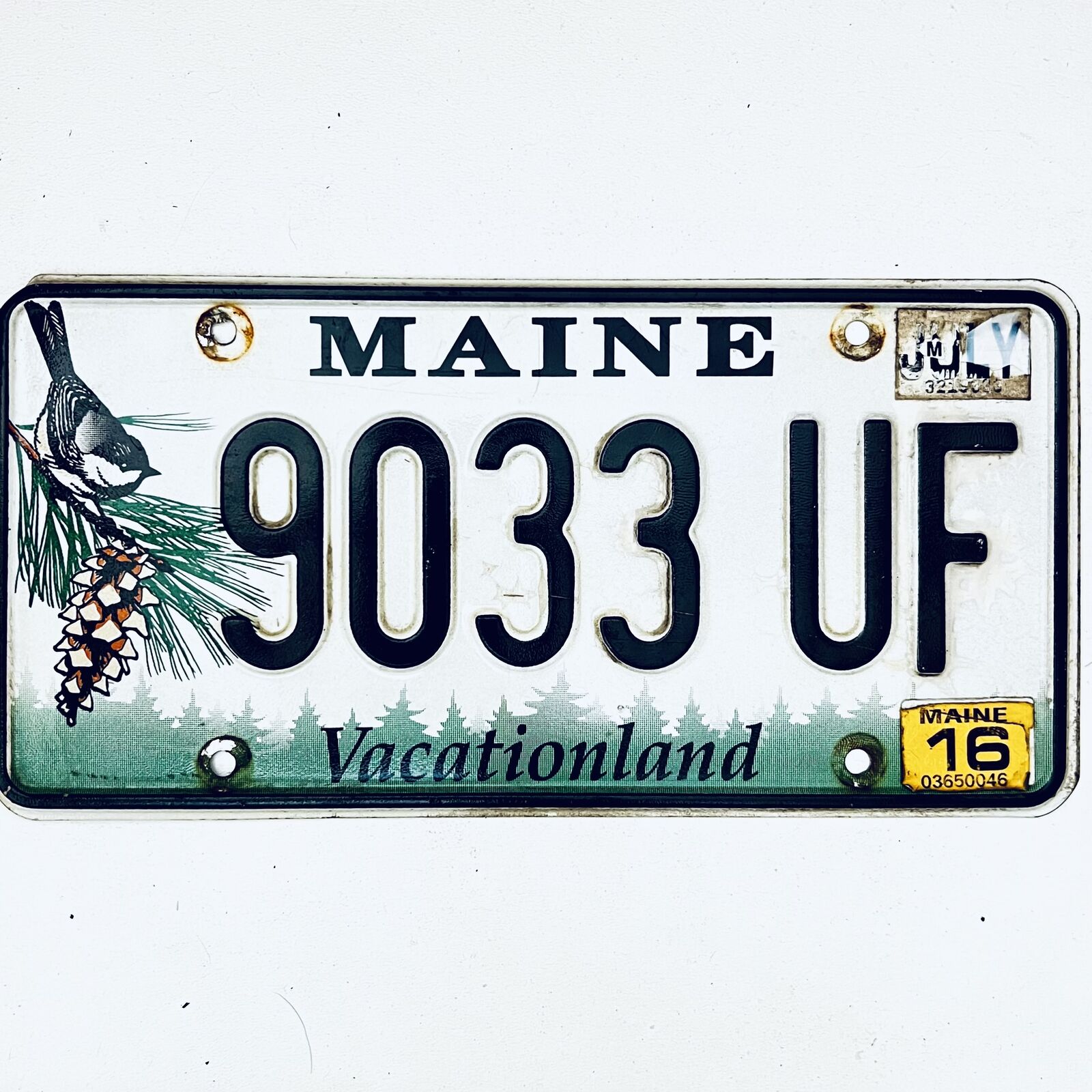 2016 United States Maine Vacationland Passenger License Plate 9033 UF