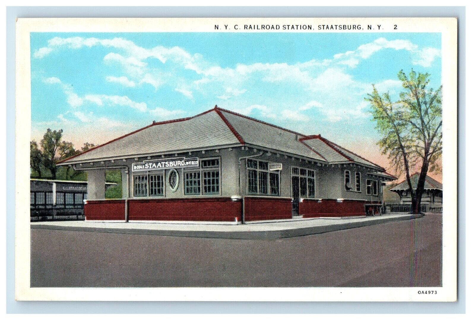 c1920\'s N. Y. C. Railroad Station Depot Staatburg New York NY Vintage Postcard