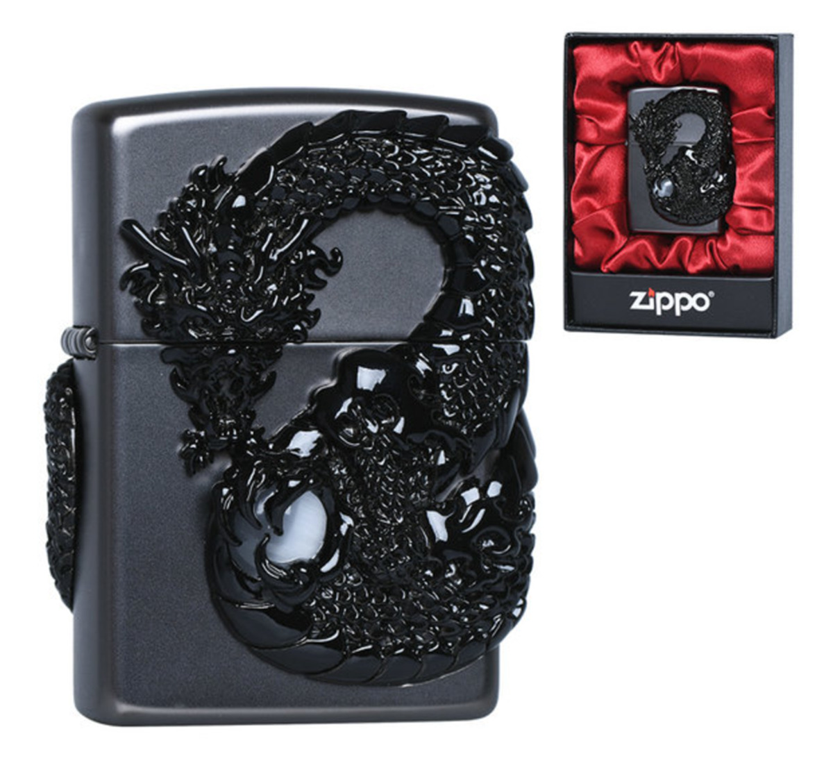 Genuine Zippo Lighter Black Dragon Windproof  6 Flints New in Box
