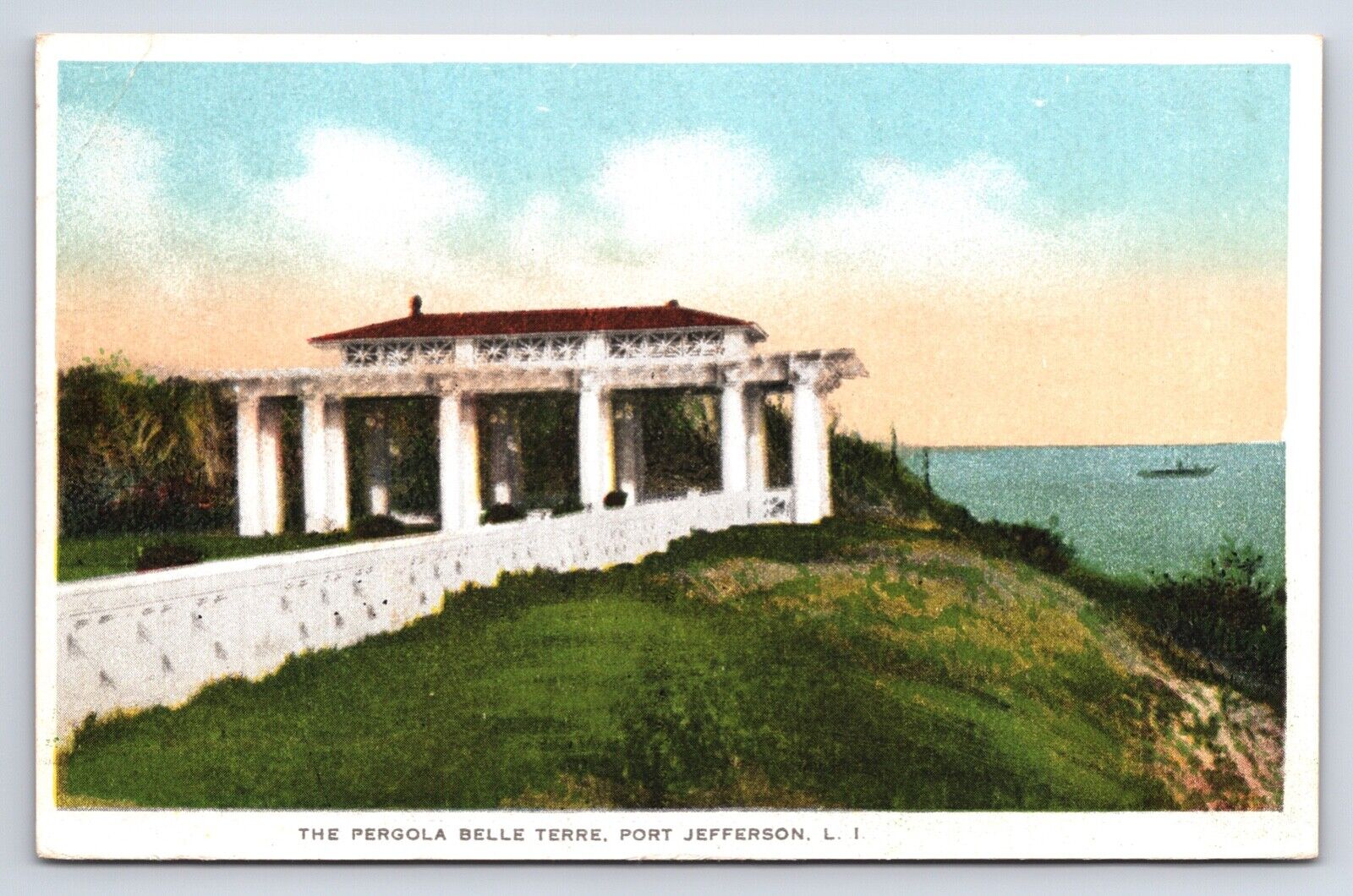 Postcard Pergola Belle Terre Port Jefferson Long Island New York DB 1923 Posted