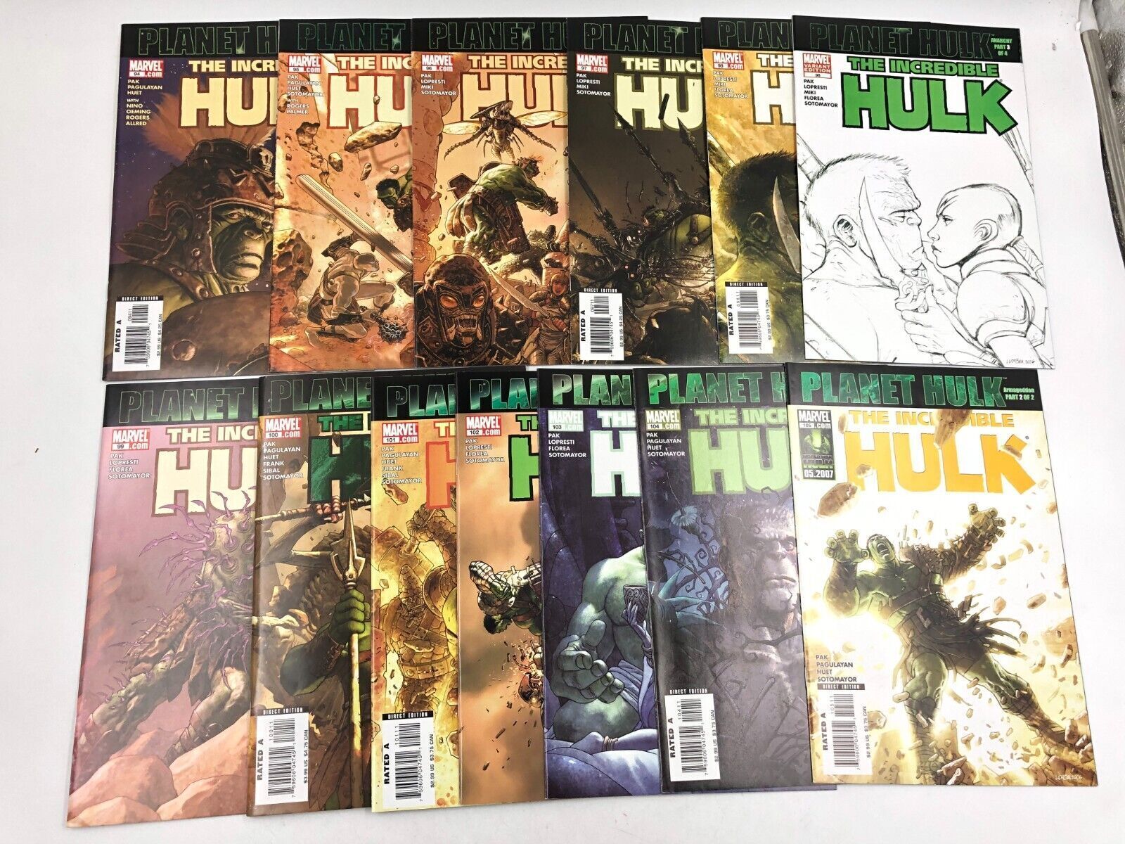 Incredible Hulk #94-105 Lot of 13 Comic Books Planet Hulk Marvel Comics 2006