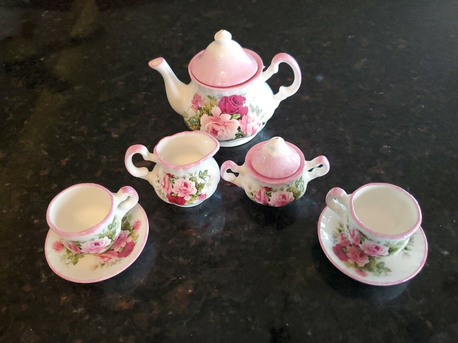 Vintage Allyn Nelson Fine Bone China Miniature Tea Set For Two Made In England