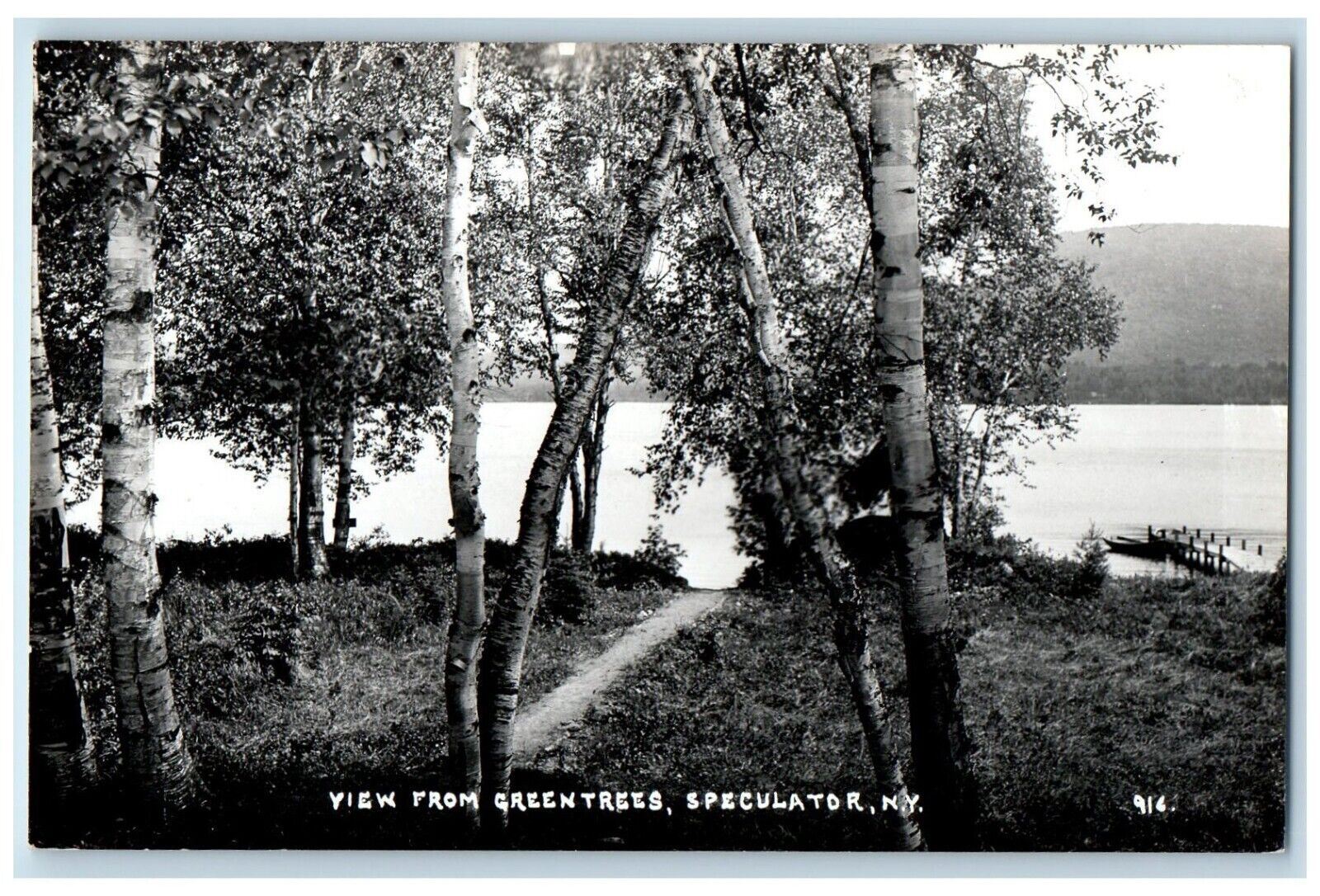 c1940's Green Trees Pier Lake Pleasant Speculator NY RPPC Photo Postcard