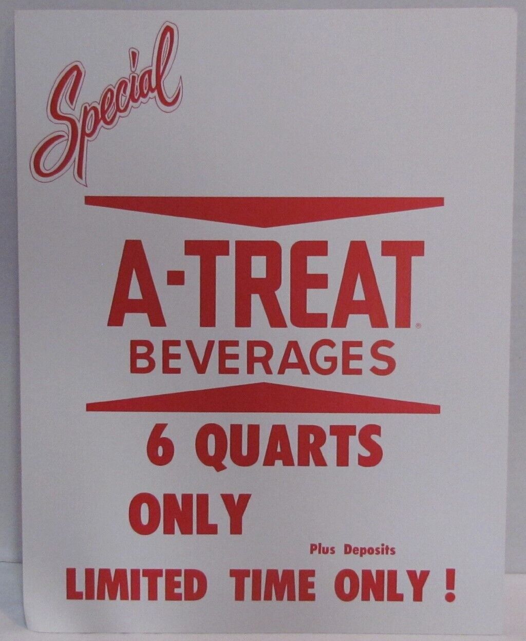 Vintage A-Treat Soda Store Display Sign