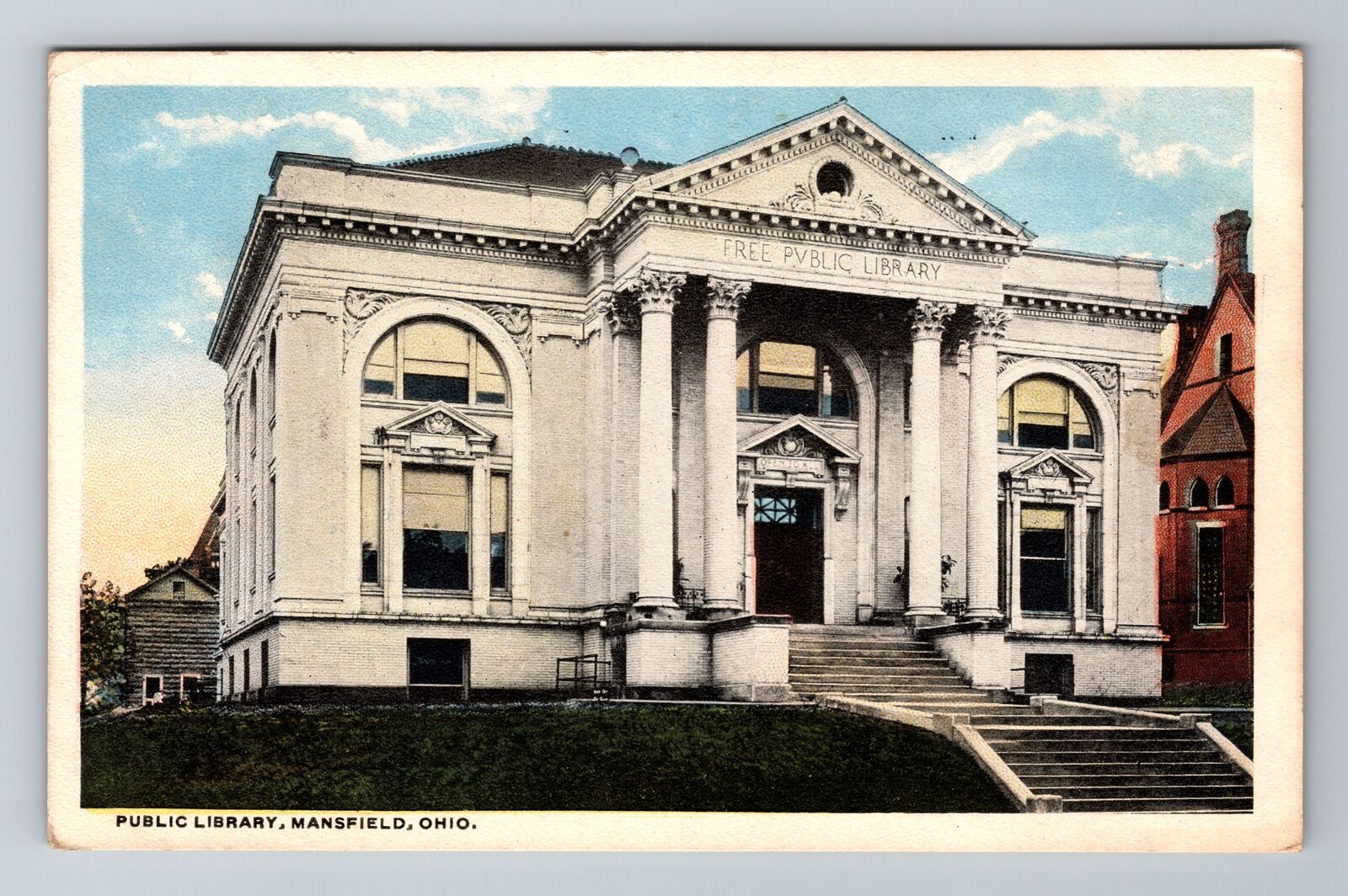Mansfield OH-Ohio, Public Library, Antique, Vintage c1915 Souvenir Postcard
