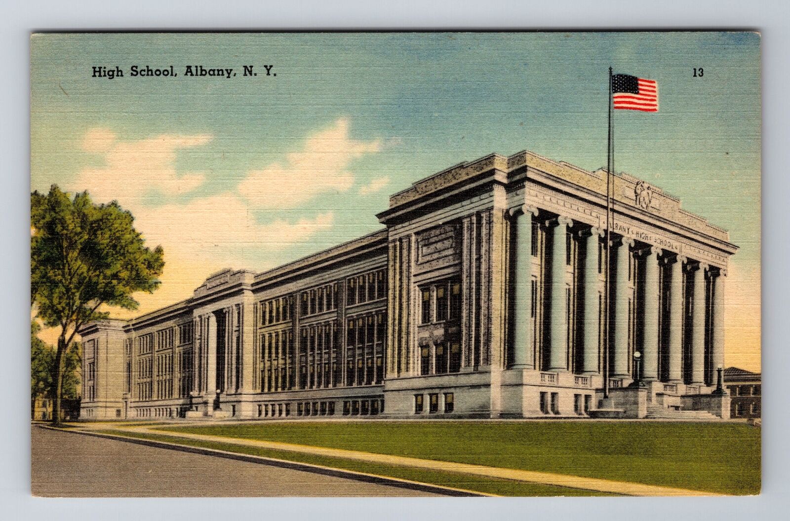 Albany NY-New York, High School, Antique Vintage Souvenir Postcard