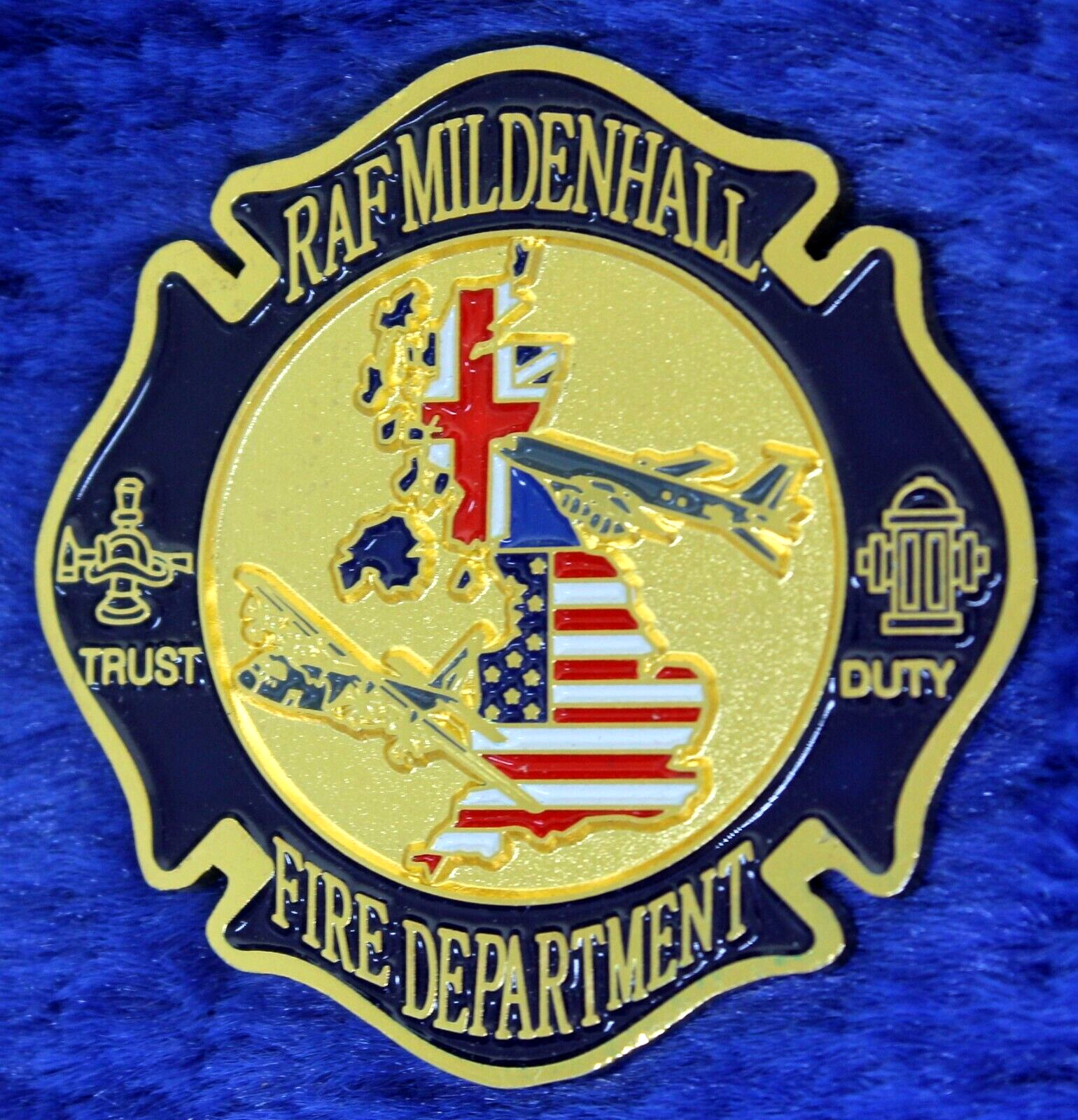USAF RAF Mildenhall Fire Department United Kingdom Challenge Coin PT-2B