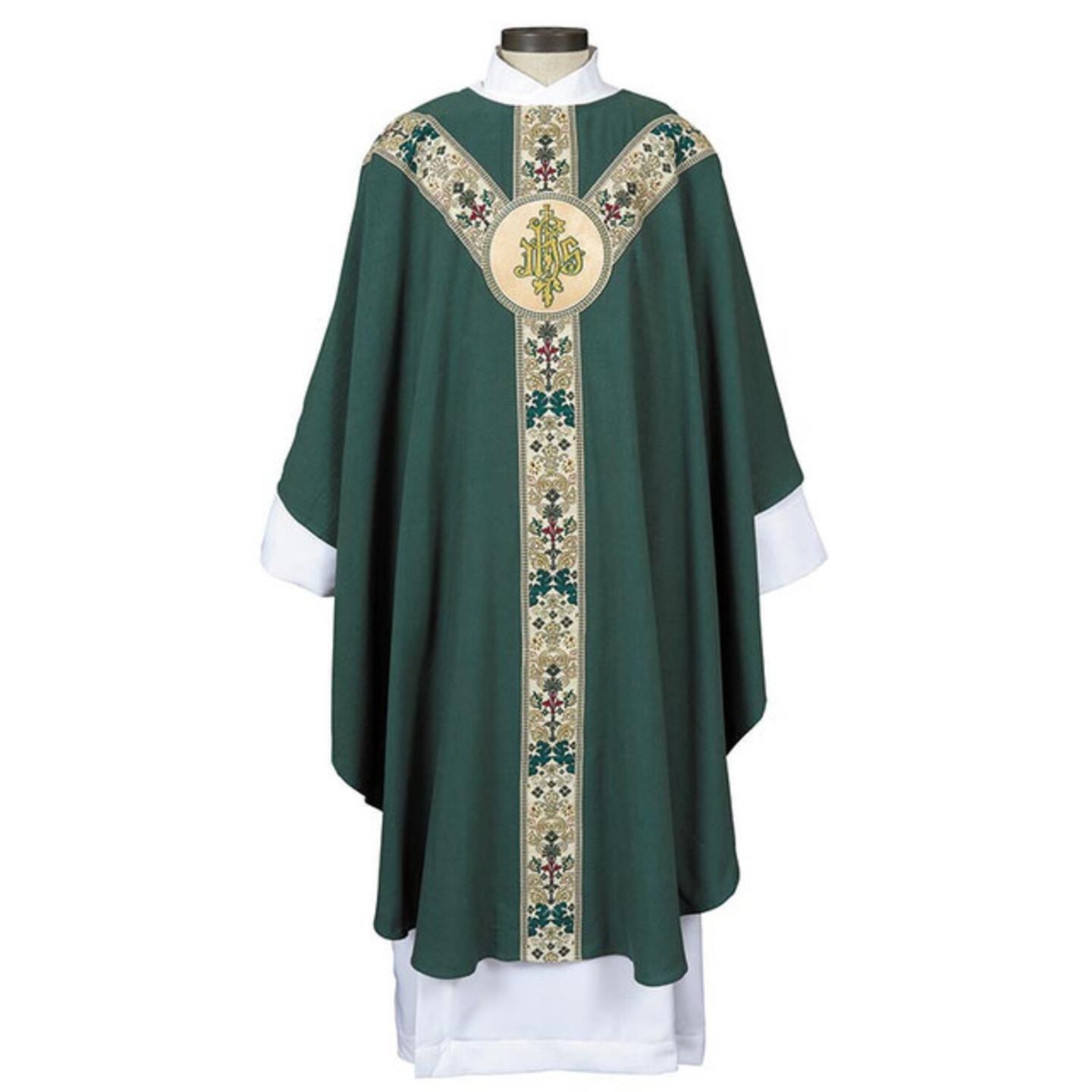 Coronation Semi-Gothic Green Chasuble Smooth Weave Polyester Size:51\