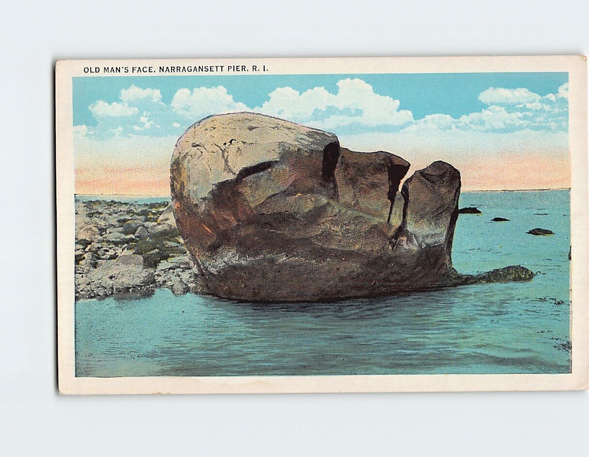 Postcard Old Man\'s Face Narragansett Pier Rhode Island USA