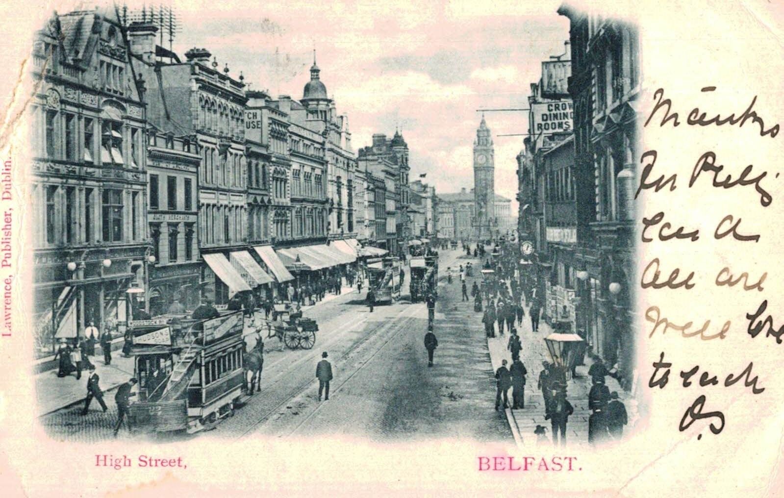 Belfast,No.Ireland,High Street,Trolley Cars,Used,1903