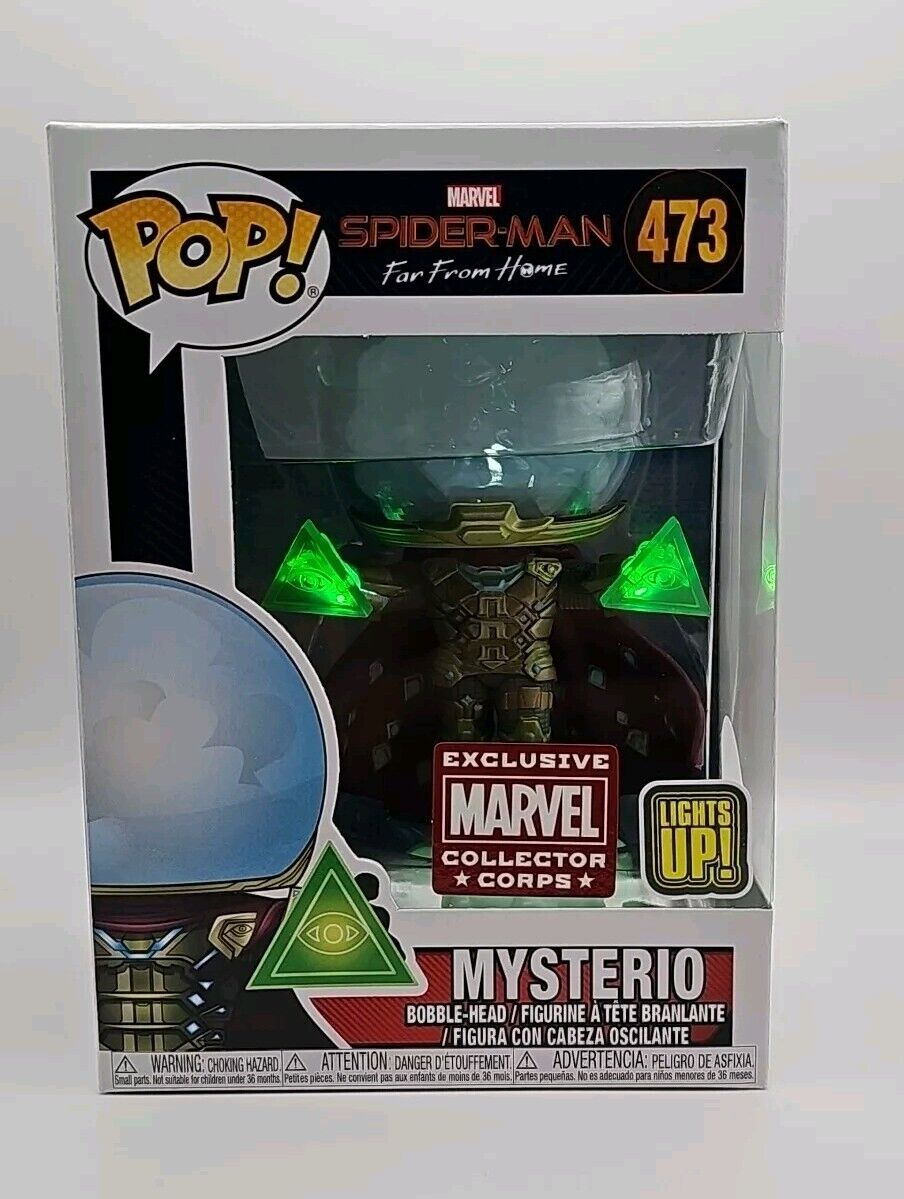 Funko Pop Mysterio 473 Spiderman Far From Home Lights Up Marvel Collector Corps