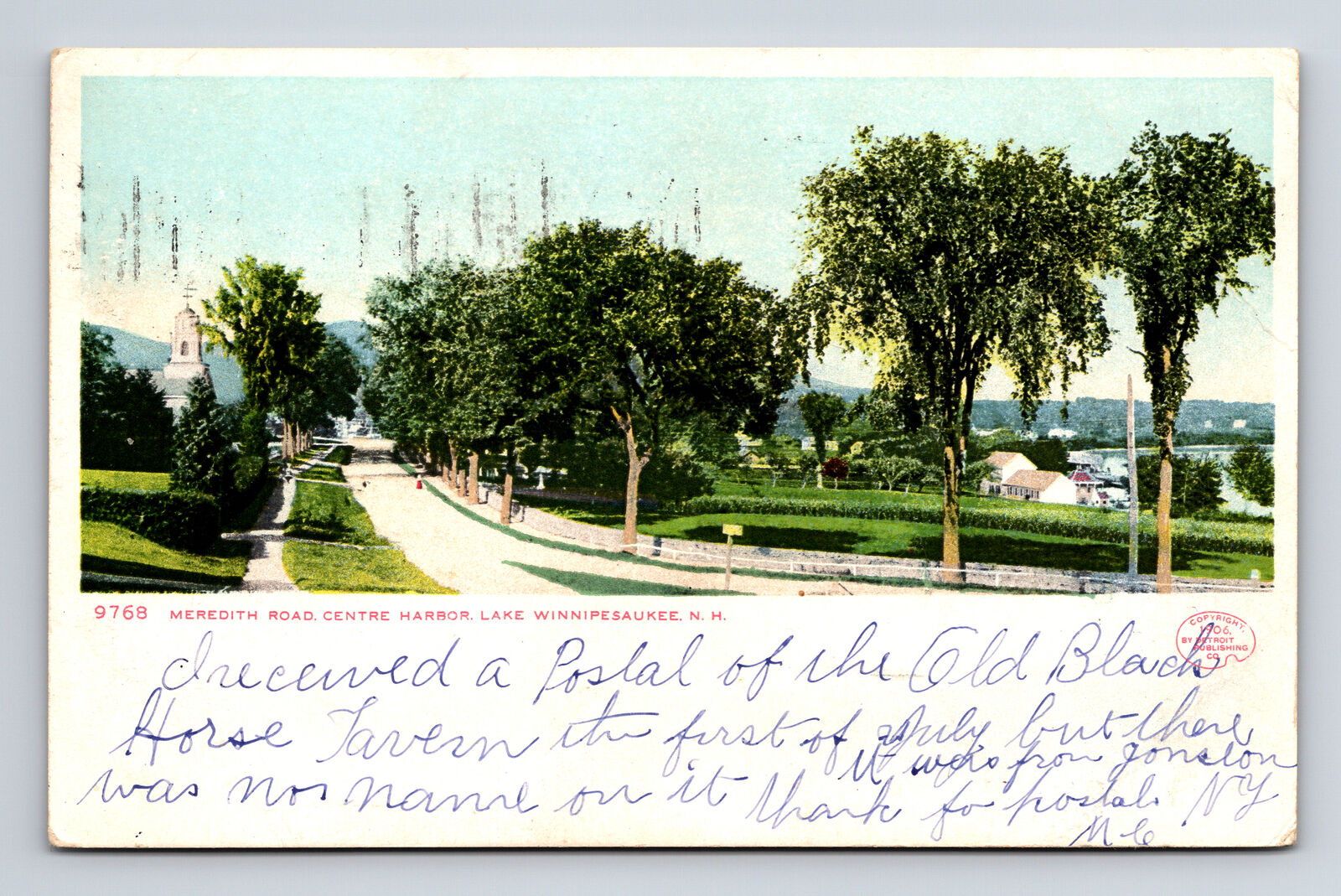 1906 Meredith Road Centre Harbor Lake Winnipesaukee NH Detroit Pub Postcard