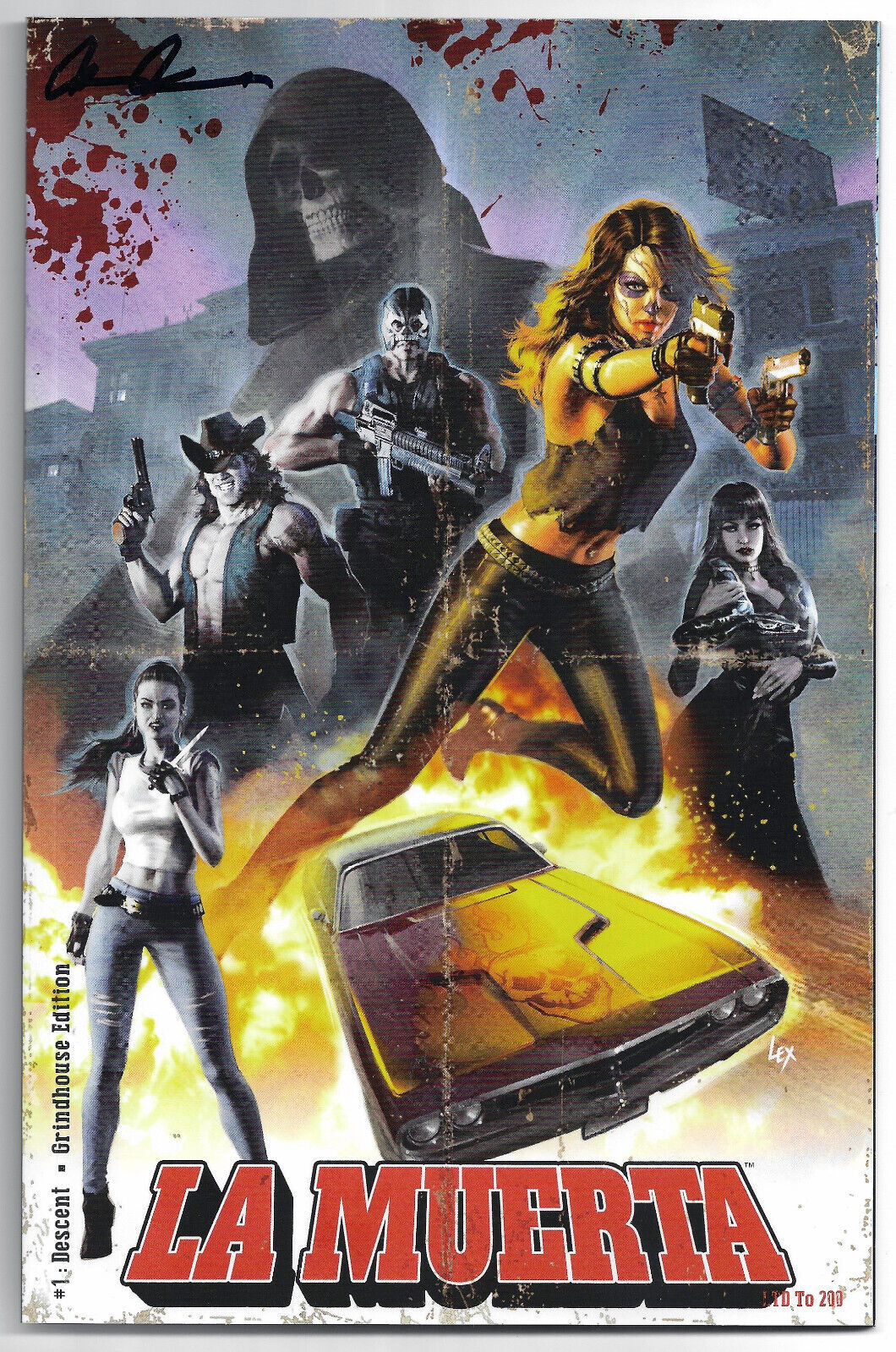 La Muerta Descent #1 Grindhouse Edition Lmtd 200 Coffin Comics Alex Ronald Cover