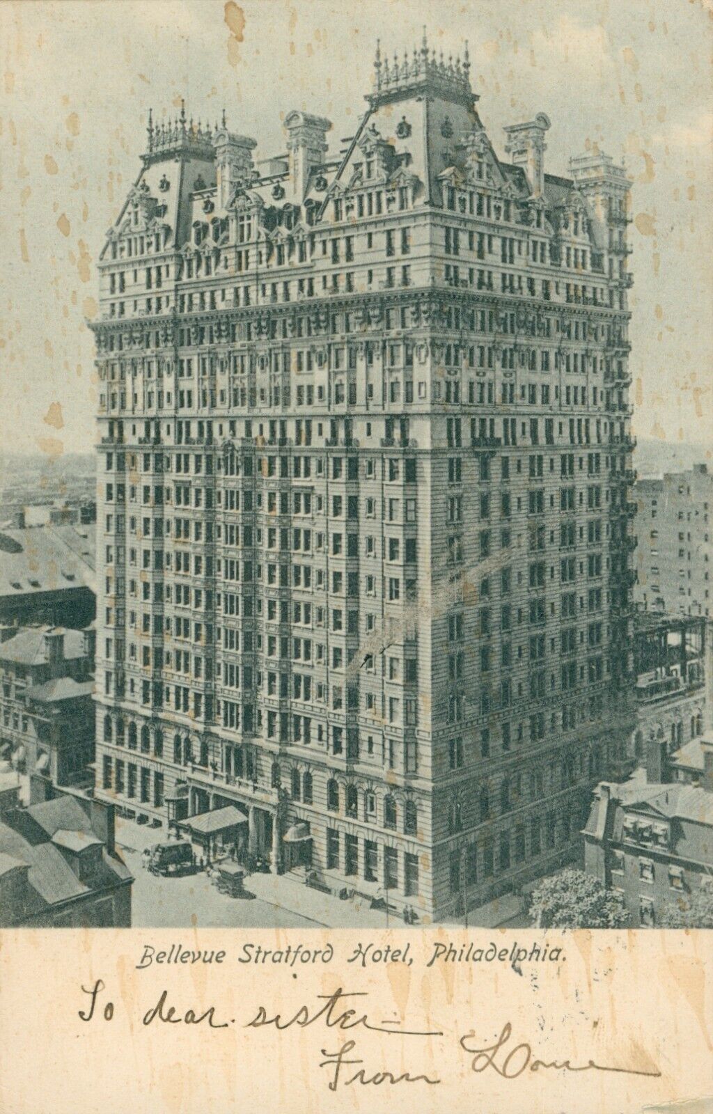 Bellevue Stratford Hotel, Philadelphia, Pennsylvania Postcard~Antique~c1906