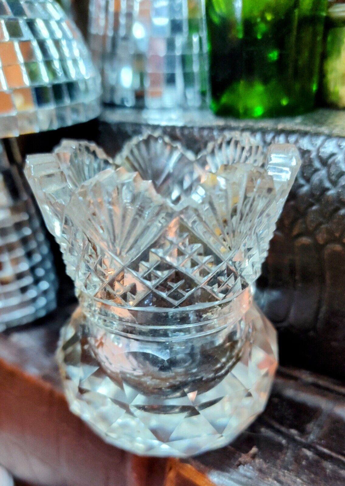 Antique Higgins & Seiter Cut Crystal Clear Glass Toothpick Holder 1899