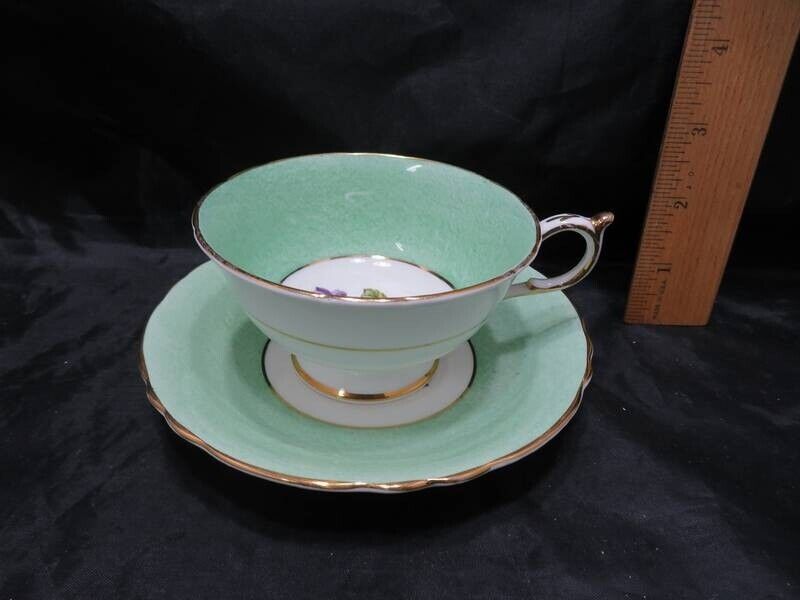 Paragon By Appointment Green w/Flowers Cup & Saucer