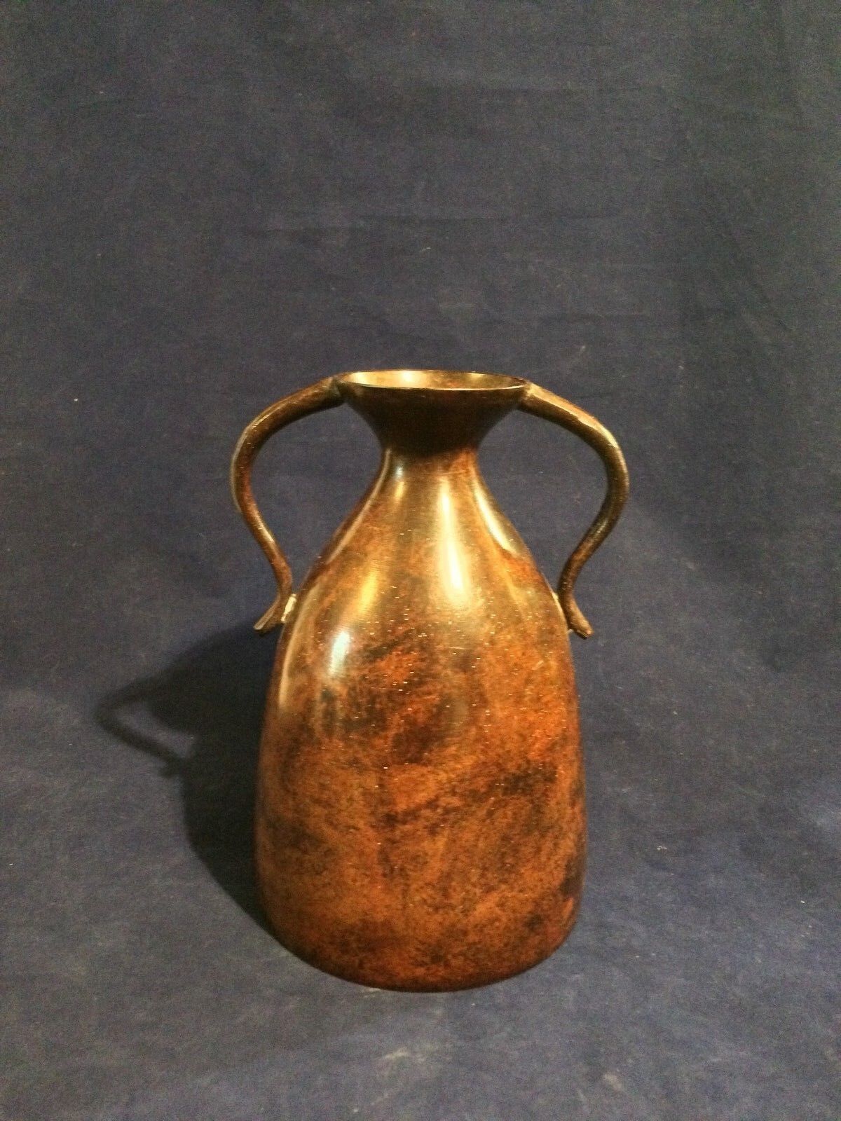 Antique Heavy Mixed Metal Hand Spun Double Handle Vase/Urn 8\