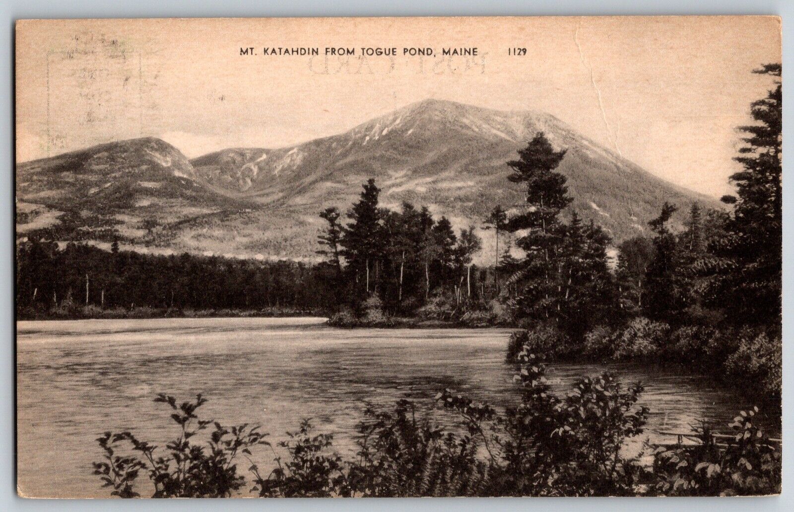 Maine ME - Mt. Katahdin From Togue Pond - Vintage Postcard - Unposted