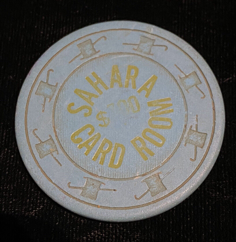 SAHARA $1 CASINO CHIP ~ CARD ROOM ~ LAS VEGAS, NEVADA ~1970\'S ~ VINTAGE