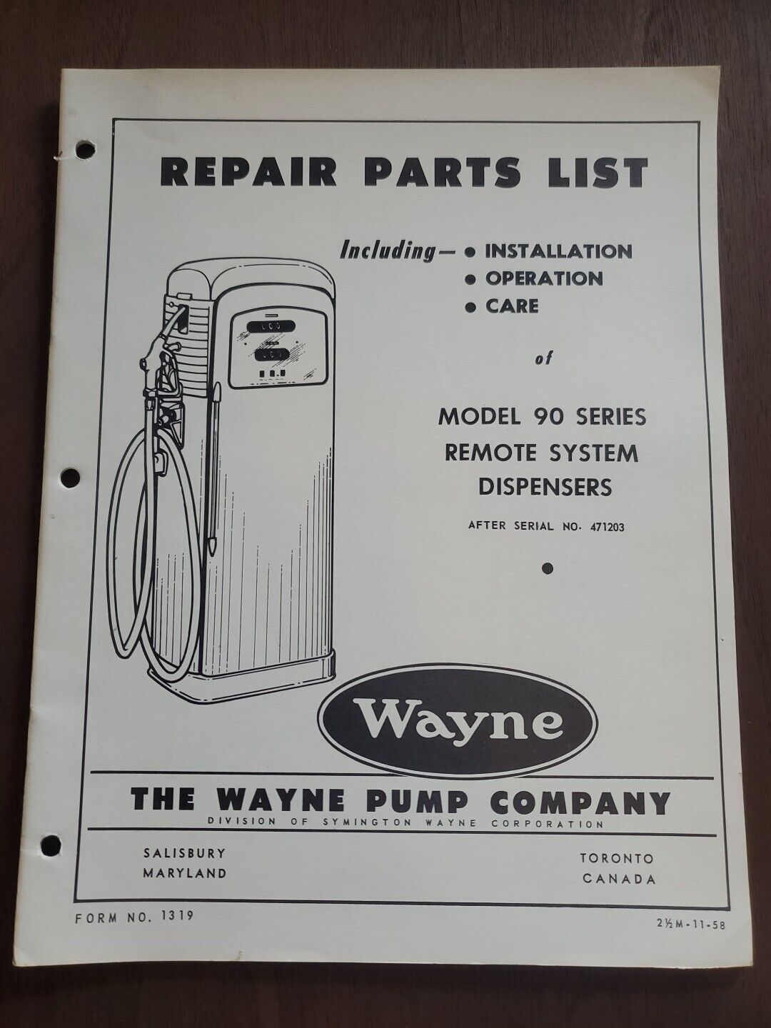 Wayne 90 Gas Pump Instruction Parts Assembly Service Manual 1958 Mobil