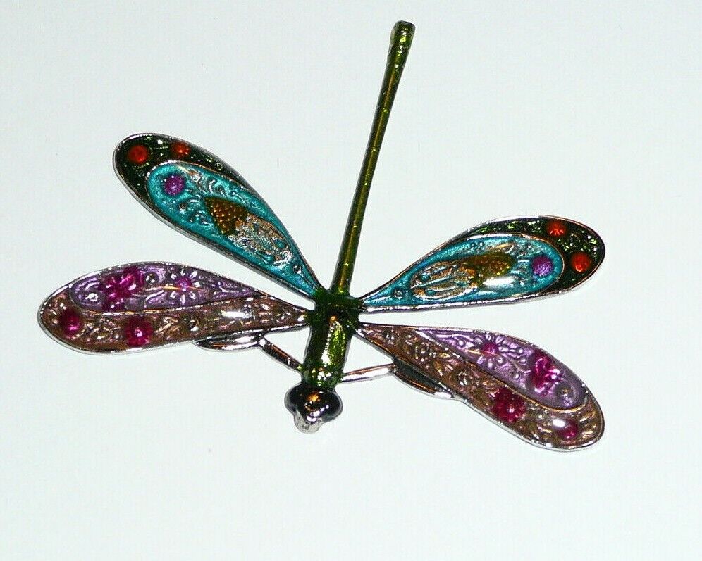 Beautiful Large Sew Down Dragonfly Antiqued silver w/ Resin Wings 2\