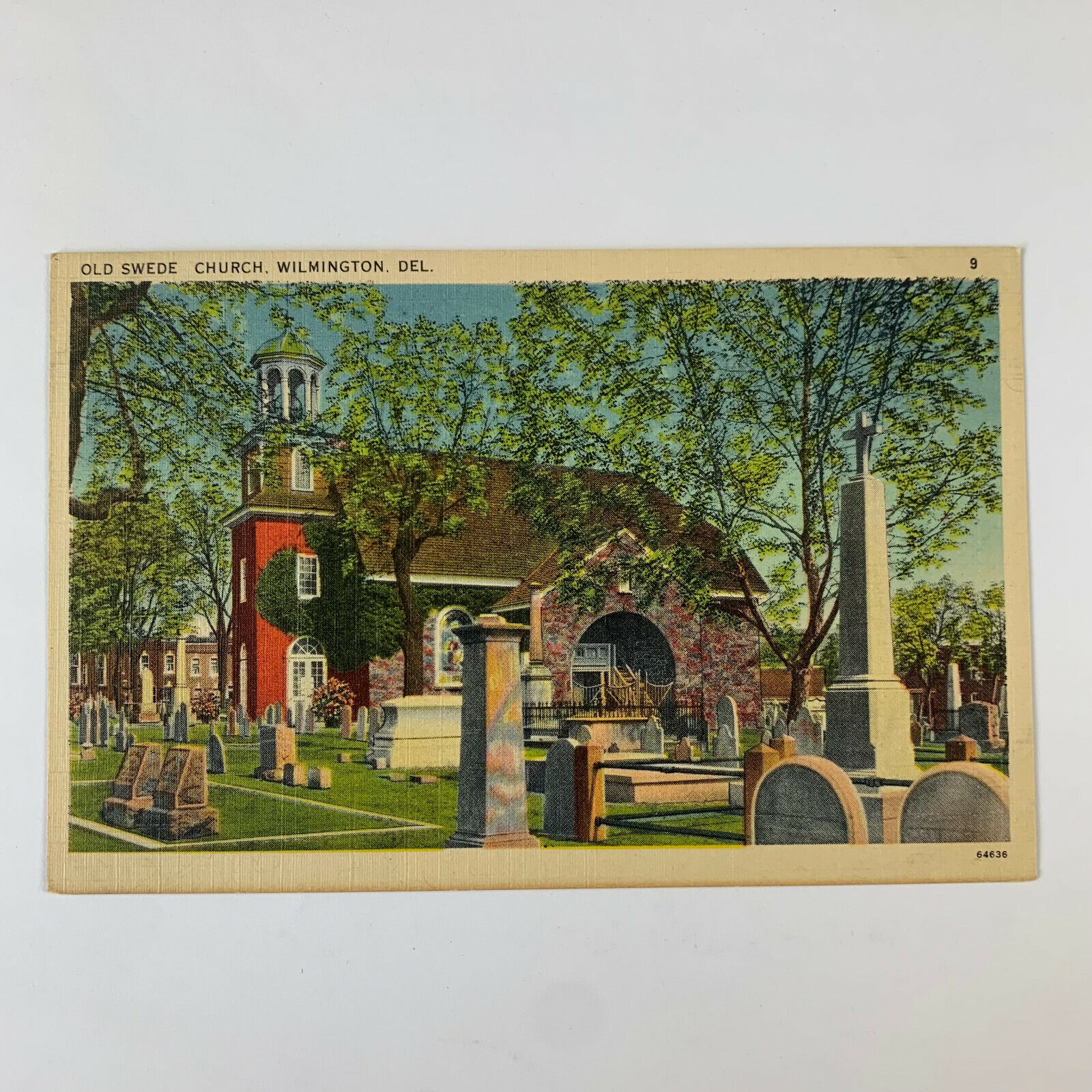Postcard Delaware Wilmington DE Old Swede Church 1940s Linen Unposted