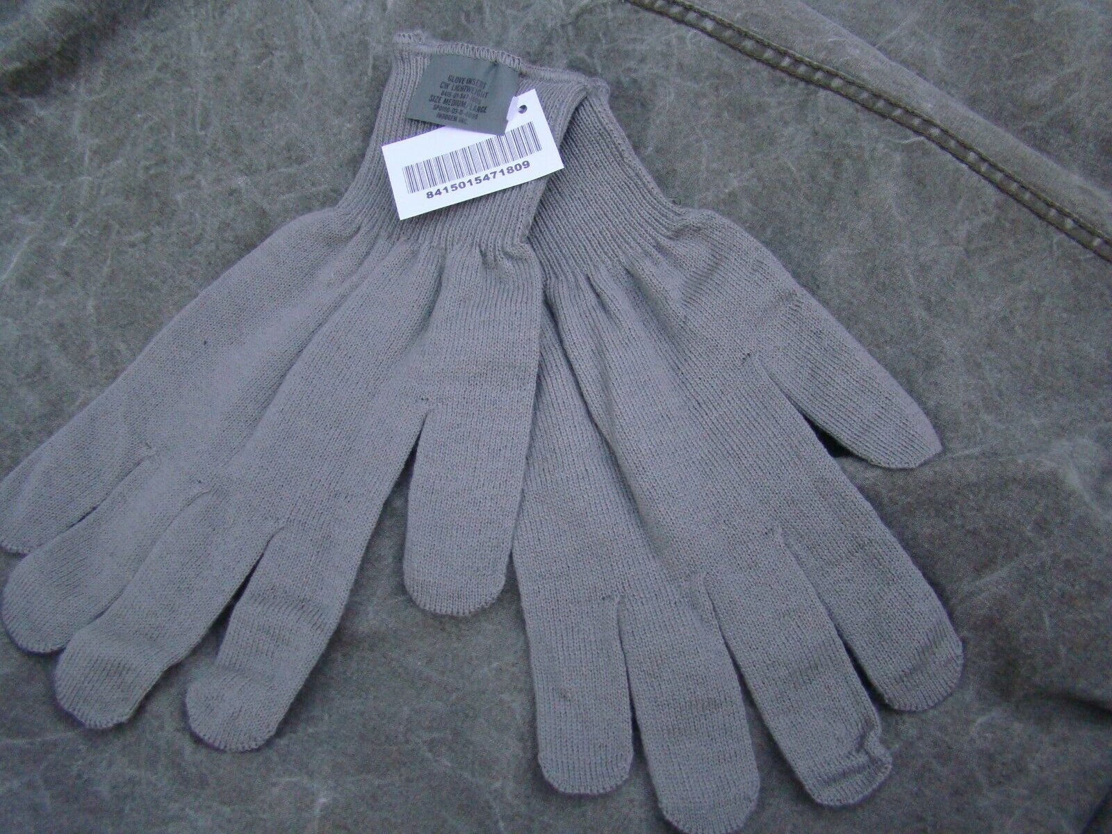 USGI Cold Weather Lightweight Glove Inserts size Medium / Large Grey - New