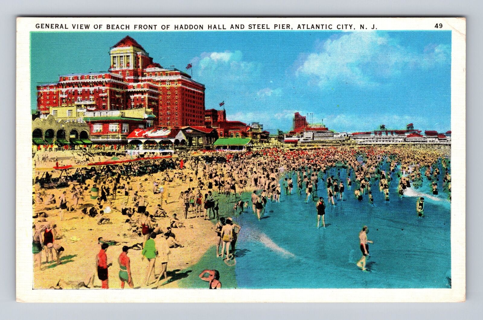 Atlantic City NJ-New Jersey, Haddon Hall Beach Front, Pier Vintage Postcard