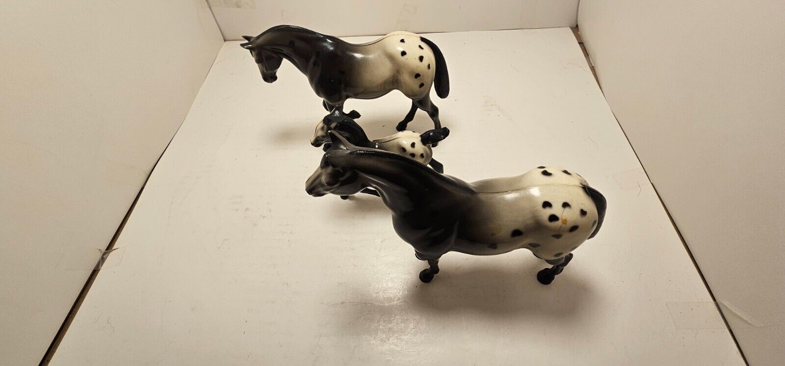 Lot Of 3 Vintage Traditional Horses White Black Lot