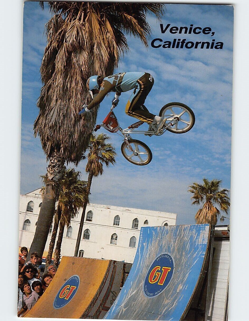Postcard Spectacular Jump During BMX Bicycle Competition Venice California USA