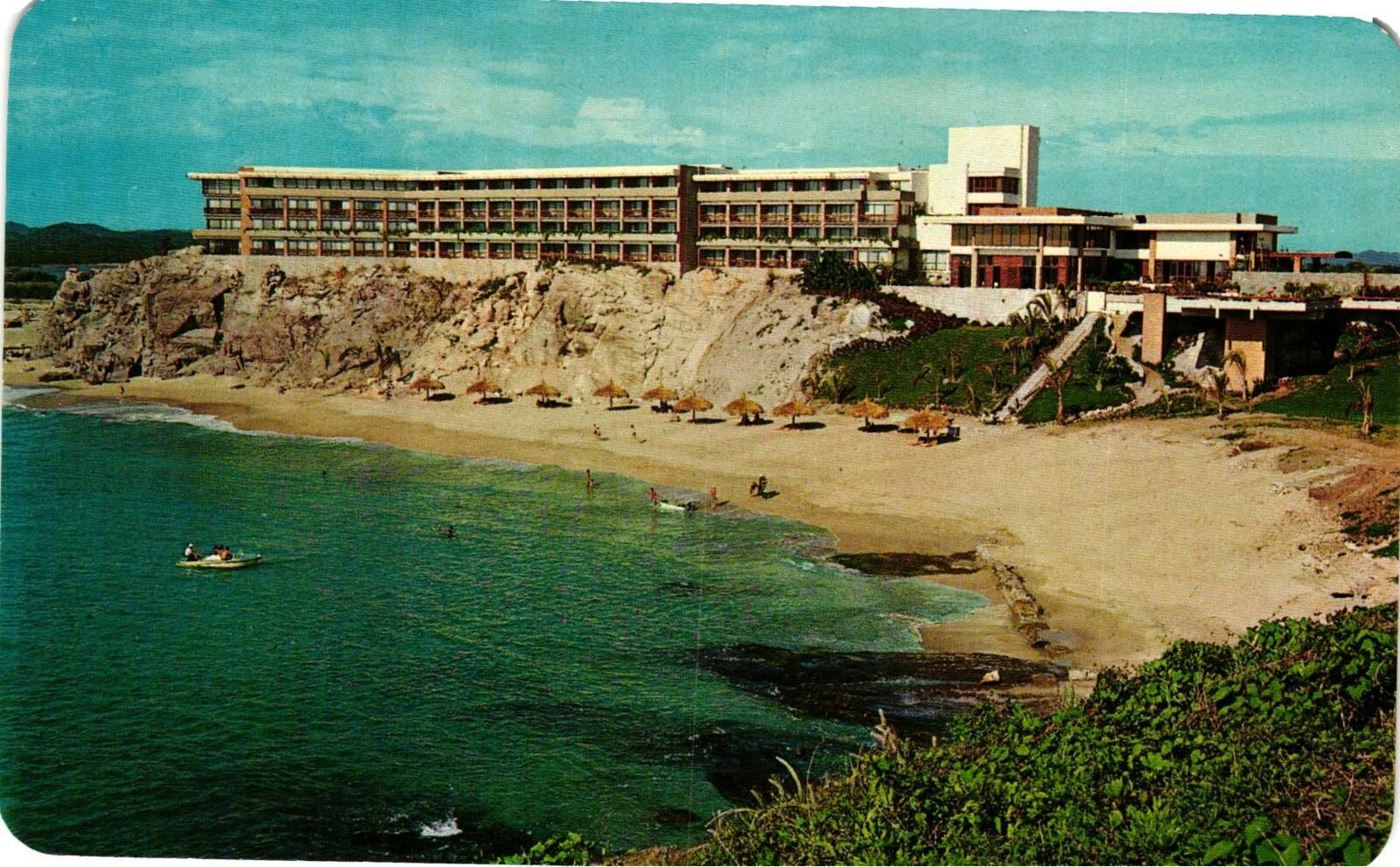 Vintage Postcard- Beach and the Camino Real Hotel, Mazatlan, Sinaloa, Mexico