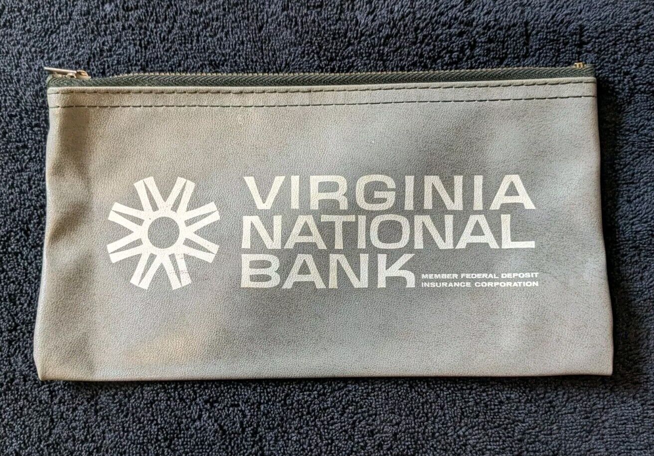 Vintage Banking Virginia National Bank Deposit Bag with Working Zipper