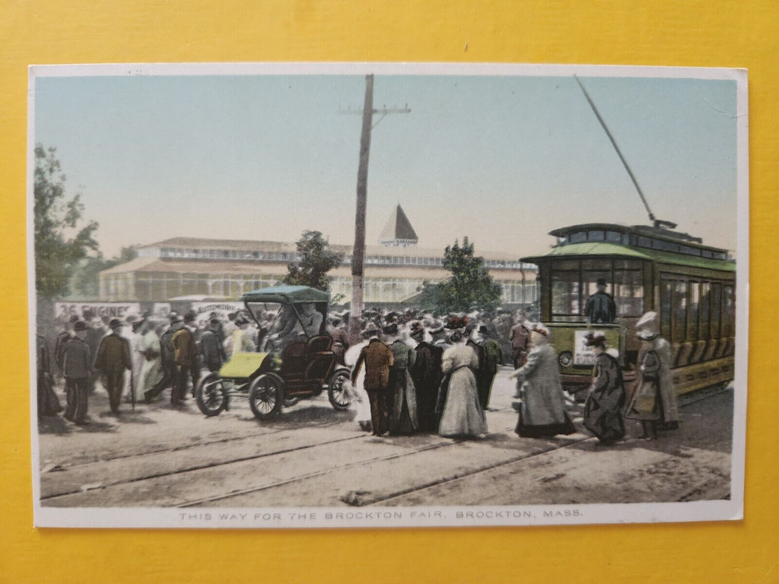 RARE 1905 MAIN STREET Brockton Fair TROLLEY TRAM  Massachusetts MA Post Card 