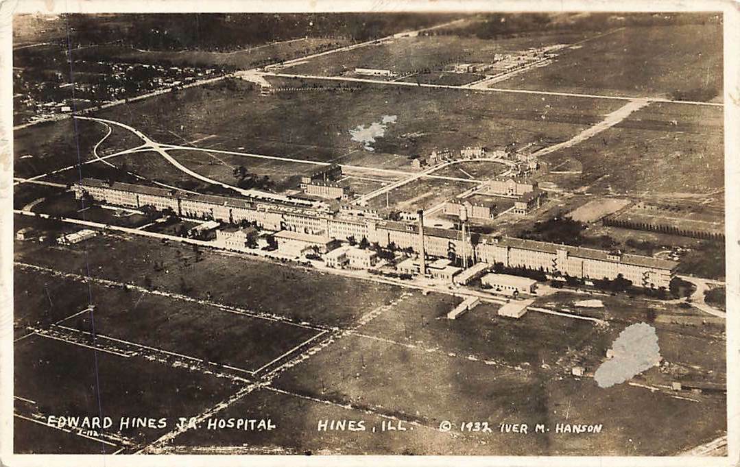Vintage RPPC Airplane View Hines Hospital Illinois IL Real Photo Hanson P81