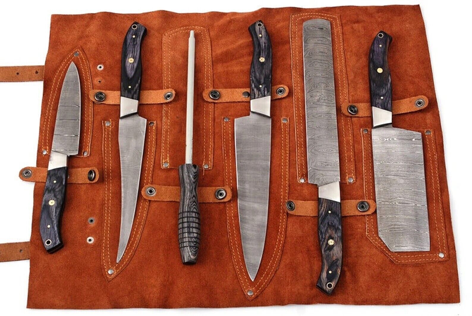 Handmade Damascus Steel BBQ Knife Set Chef Knives Set 6 Pcs - Free Customization