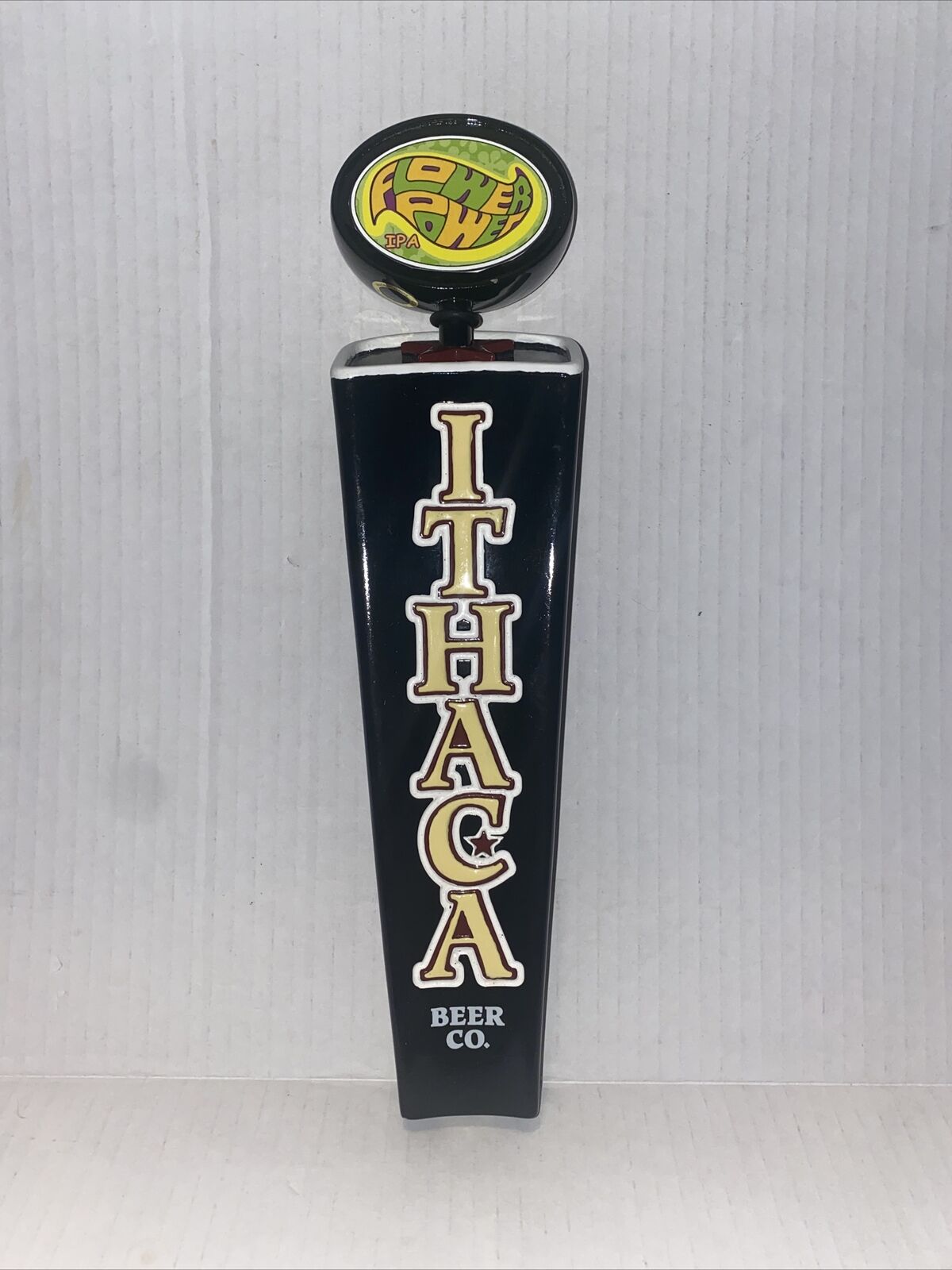 Ithaca NY Beer Co FLOWER POWER IPA Spirit of the Finger Lakes Draft Tap Handle