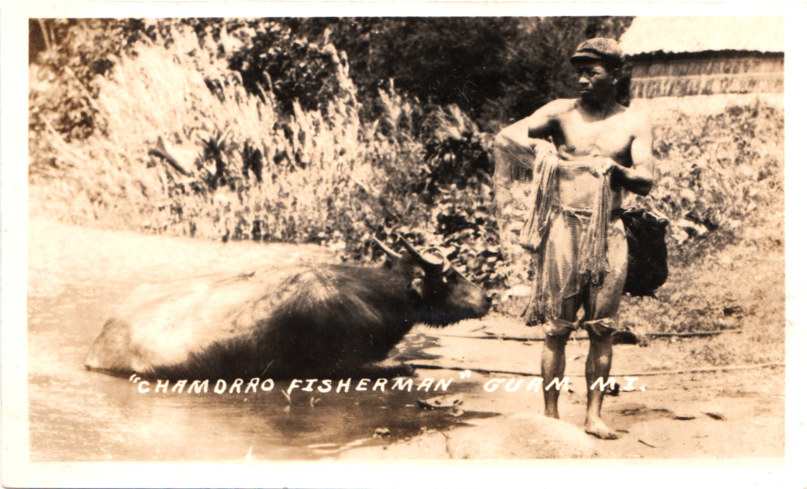 Vintage Chamorro Fisherman Guam M.I. Photograph c. 1925