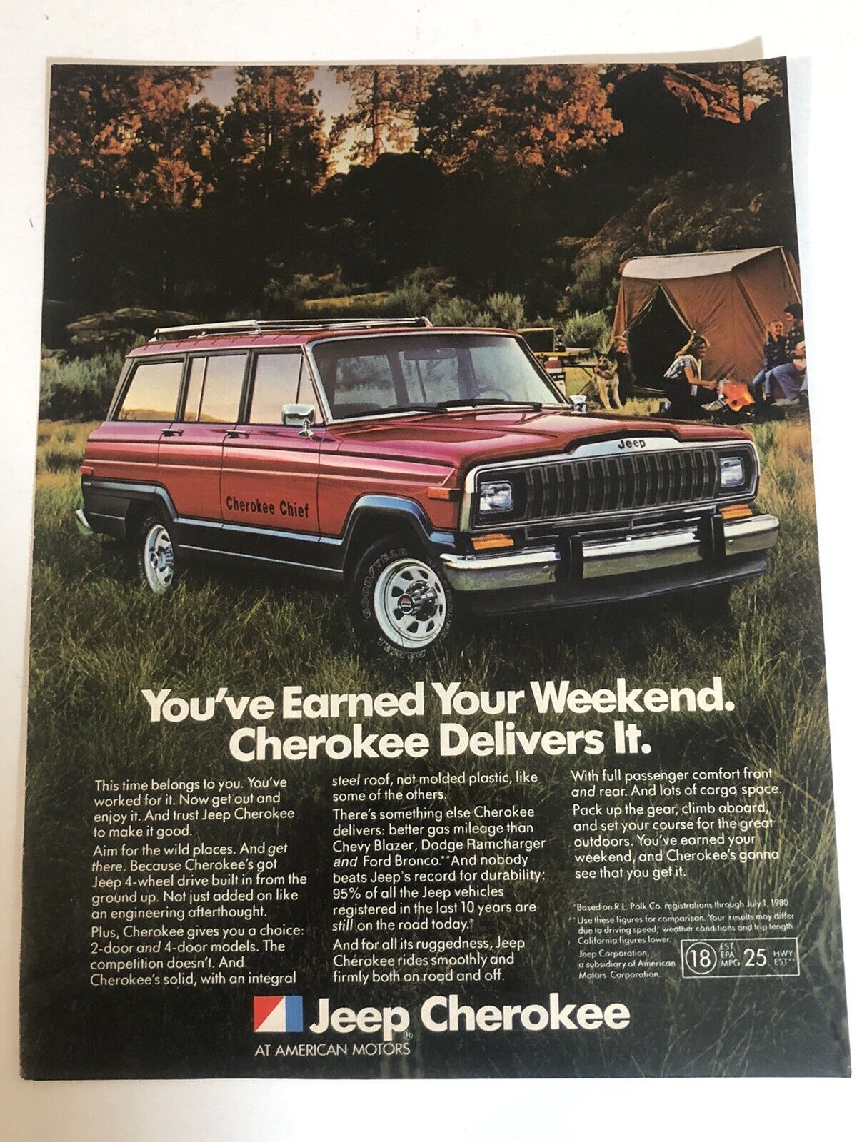 Jeep Cherokee vintage Print Ad  Advertisement 1980 PA9