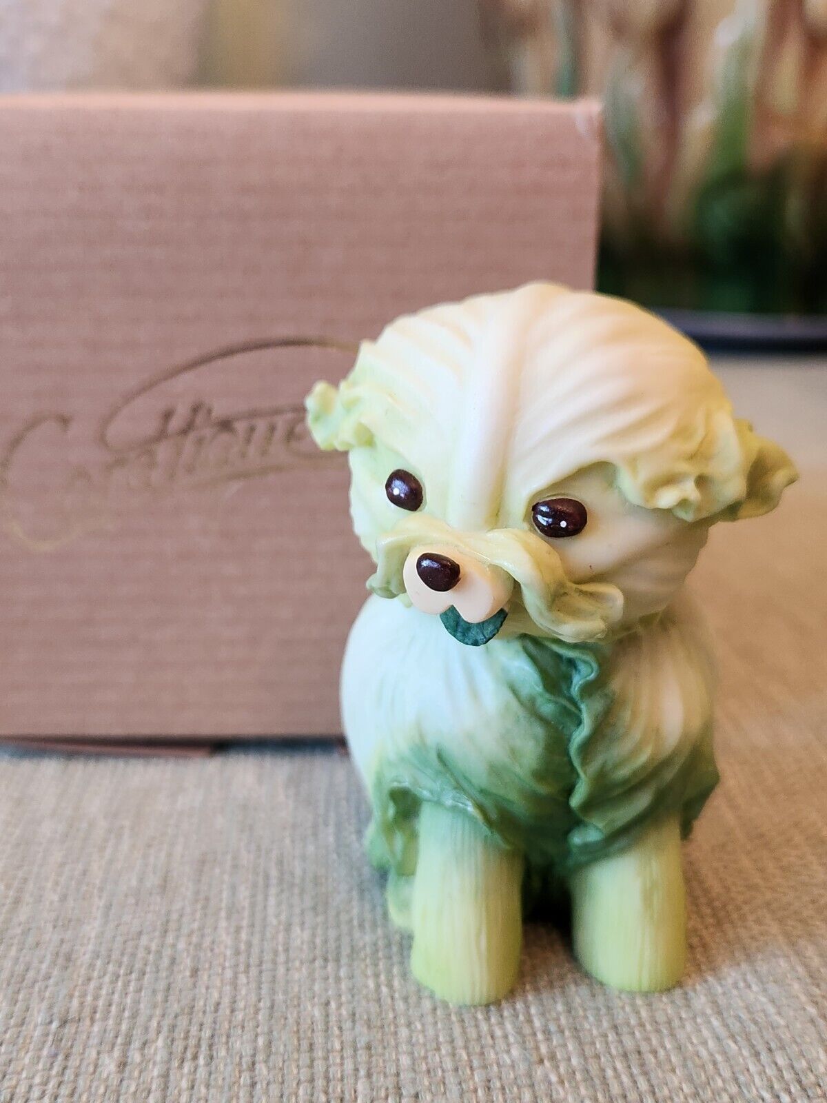 2004 Enesco Home Grown Cabbage Head Dog Resin Sculpture