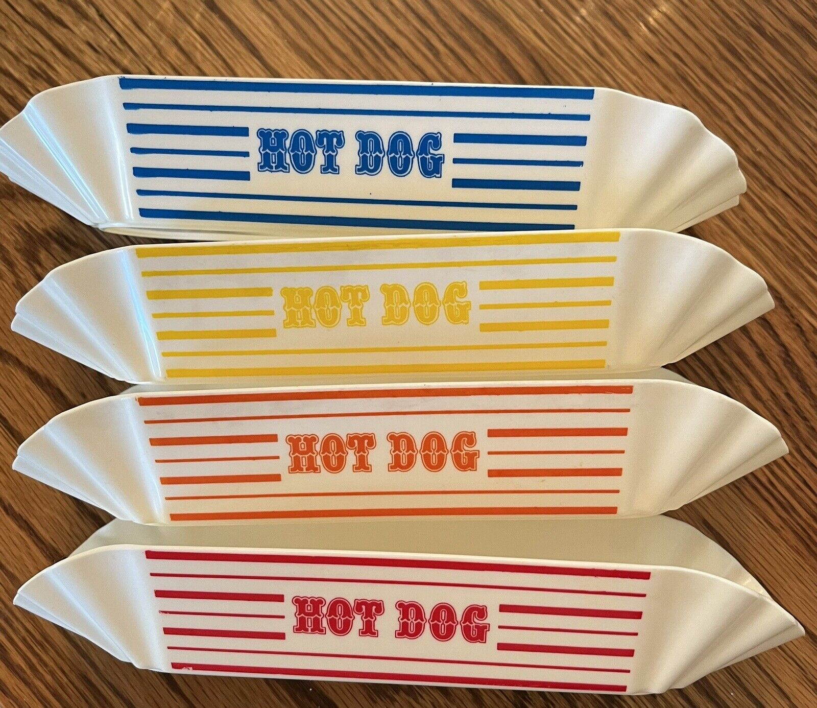 Vintage Plastic Hot Dog Holder - 4 different Striped Colors