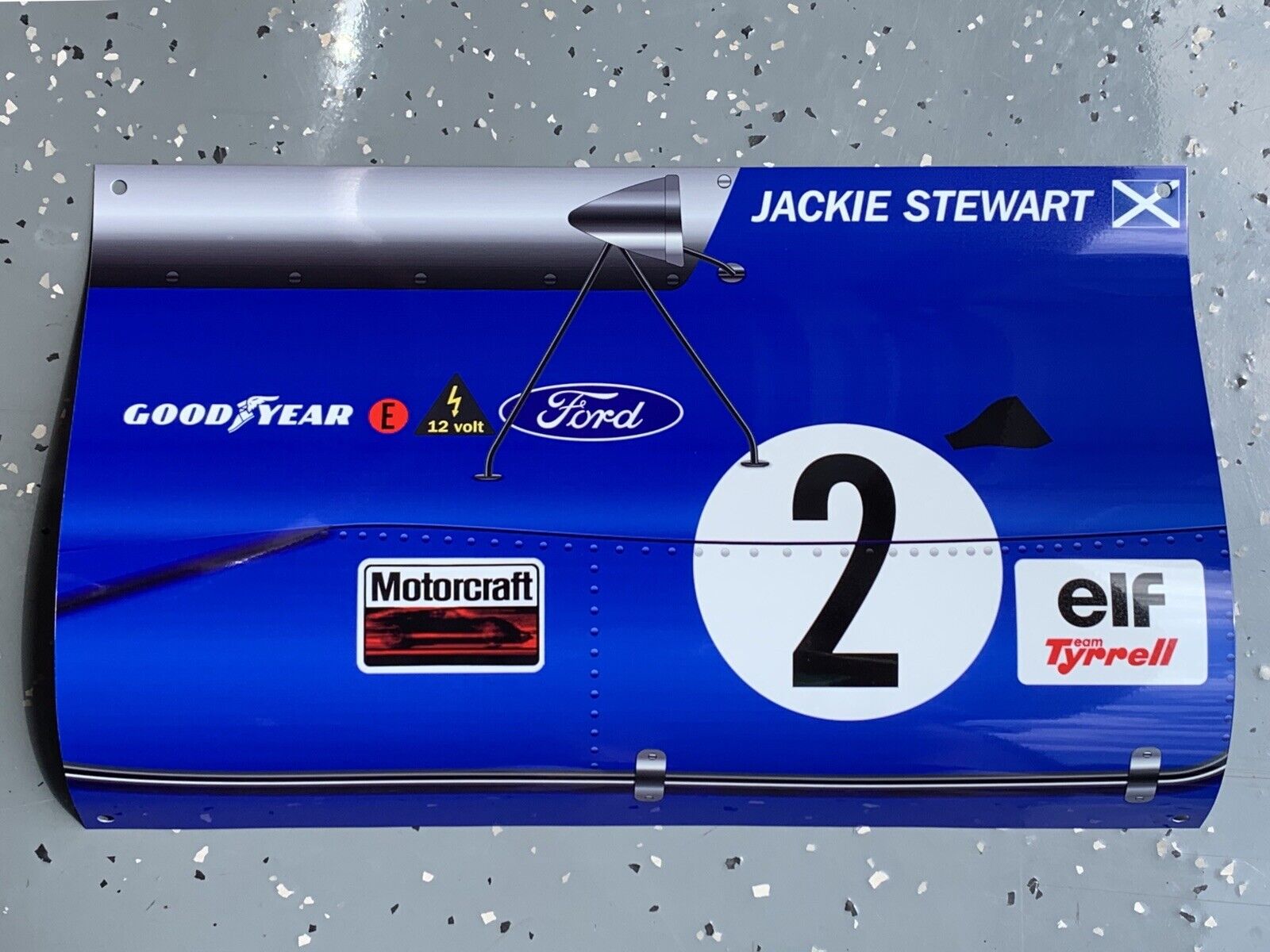 WOWCurved JACKIE STEWART Team Tyrrell FORD Formula 1 Race Car Door Style Sign