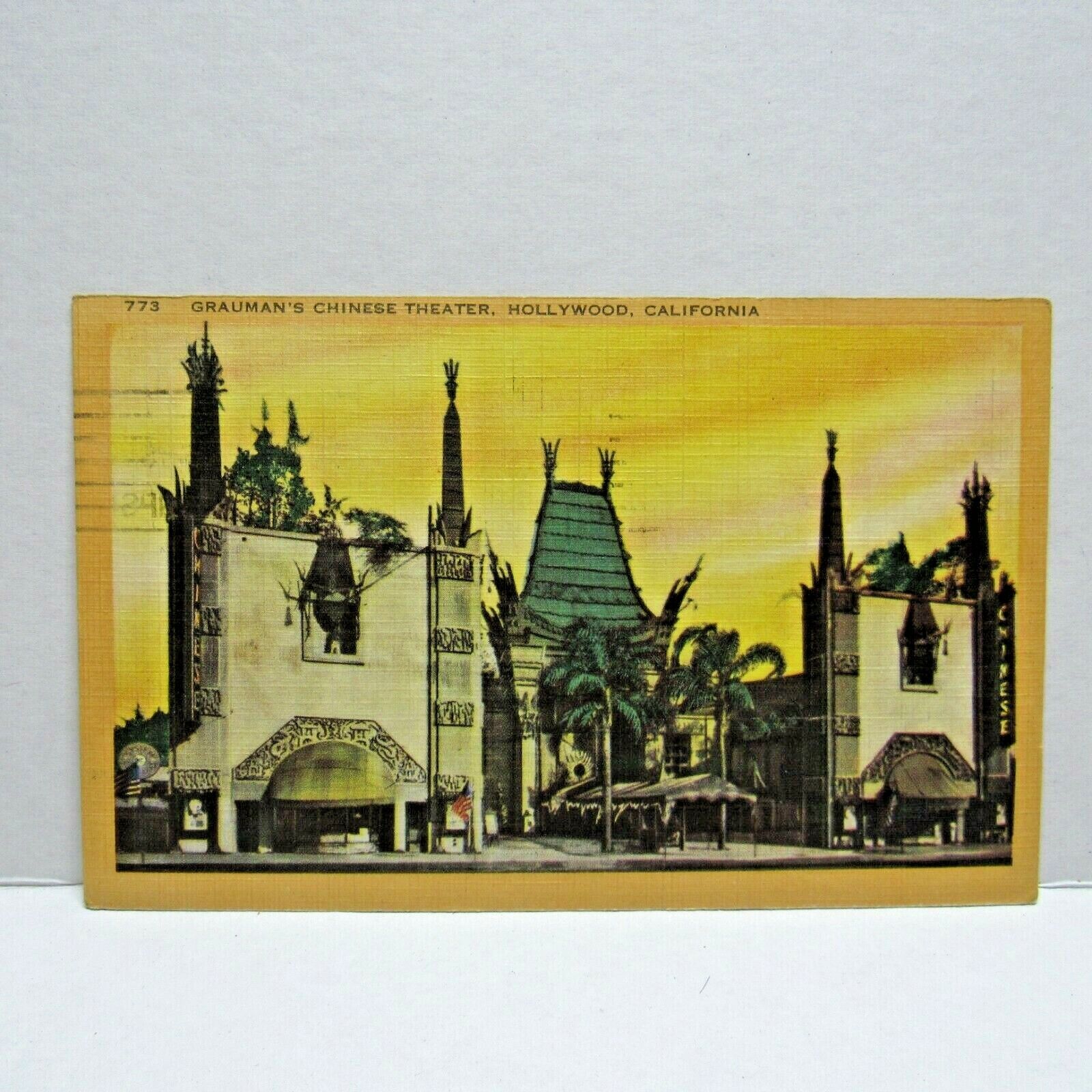 Postcard Vintage Postmarked 1943 Grauman's Chinese Theater Hollywood California