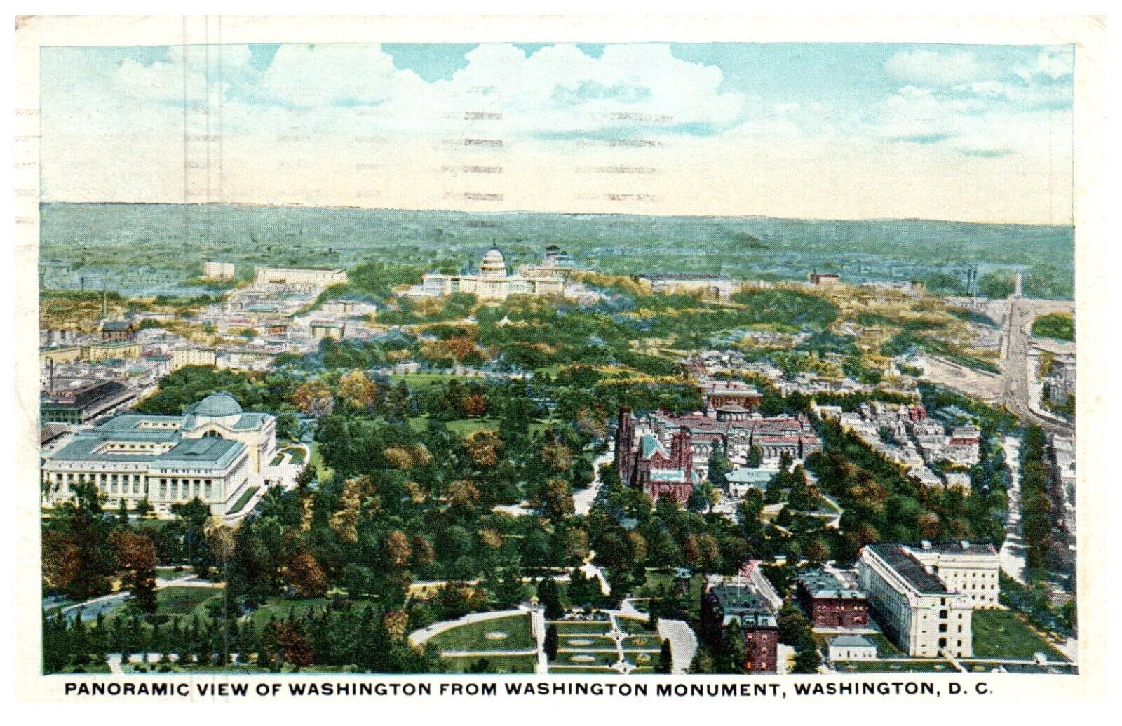 Washington D.C. Aerial View From Monument Panoramic View Postcard Posted 1921