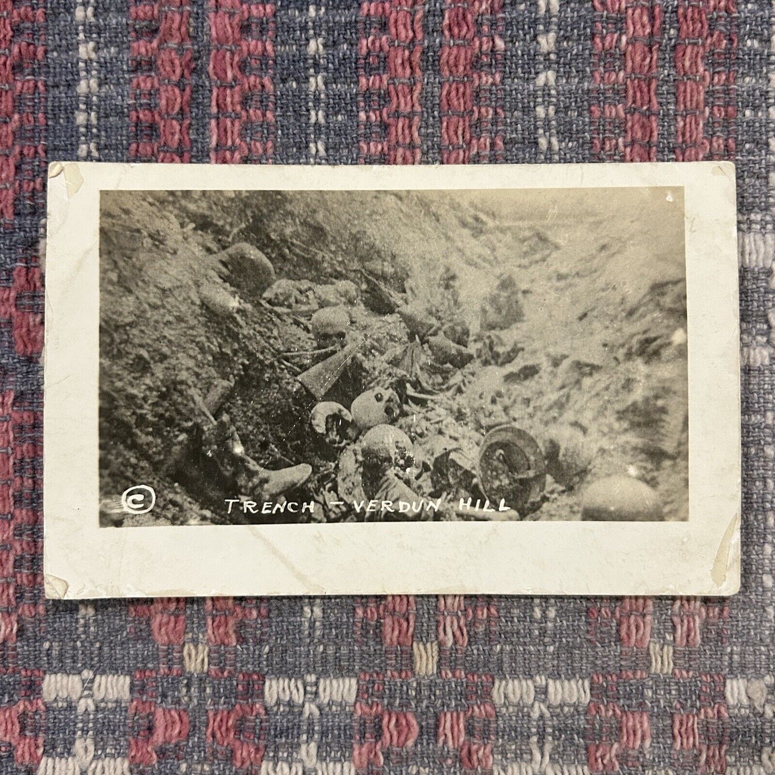 Antique WWI Dead Mans Hill Verdun France Battlefield Photo Postcard 1918 RPPC
