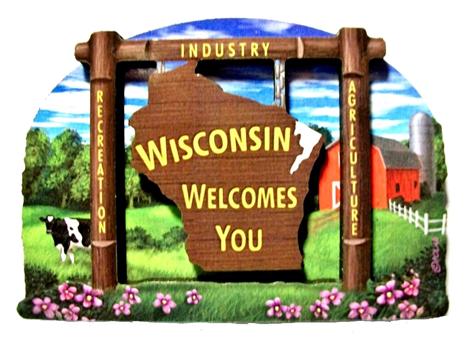 Wisconsin State Welcome Sign Artwood Fridge Magnet