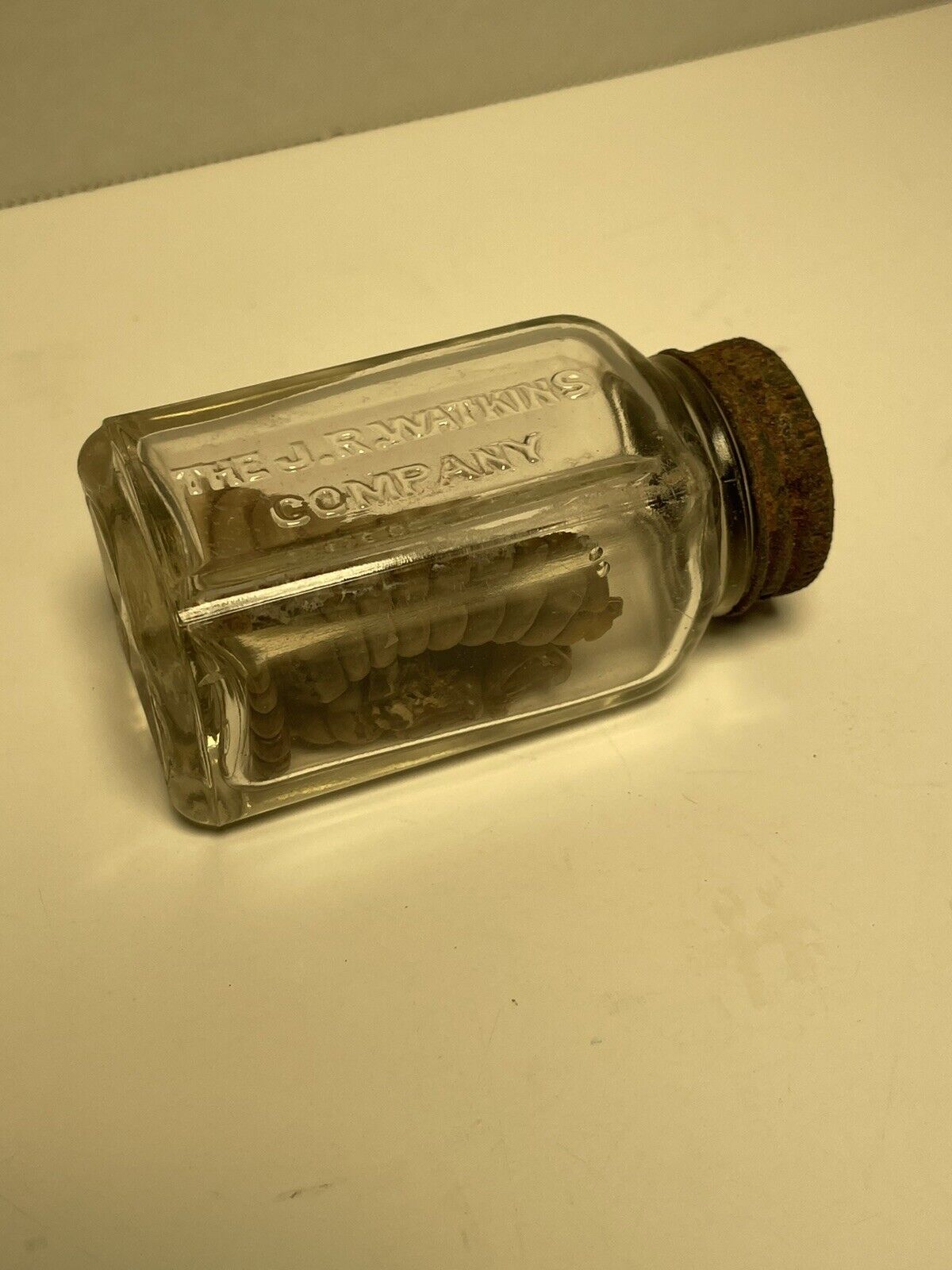 9 real rattlesnake rattles in a 110 year old j.r.Watkins bottle 